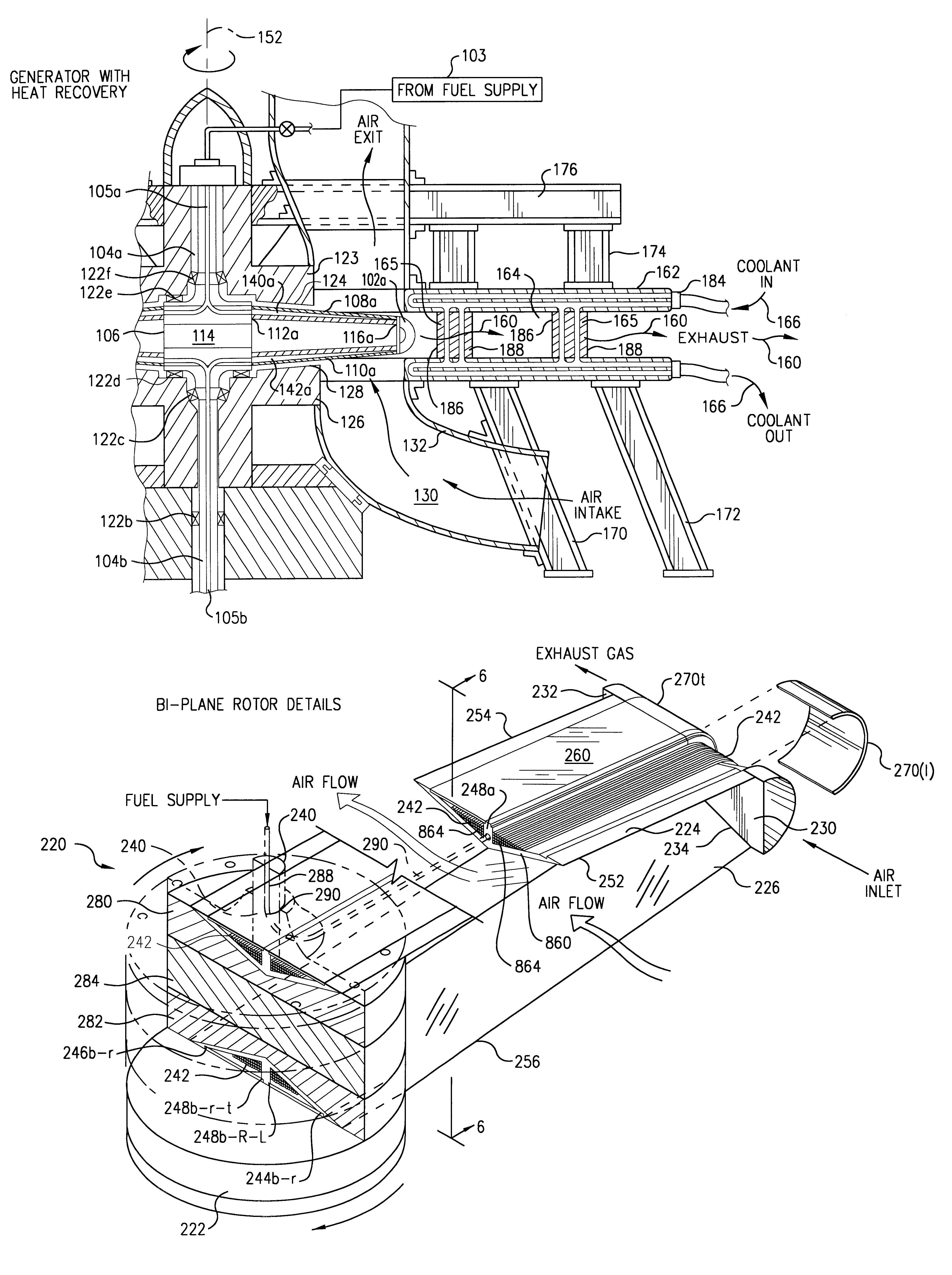 Apparatus for power generation with low drag rotor and ramjet assembly