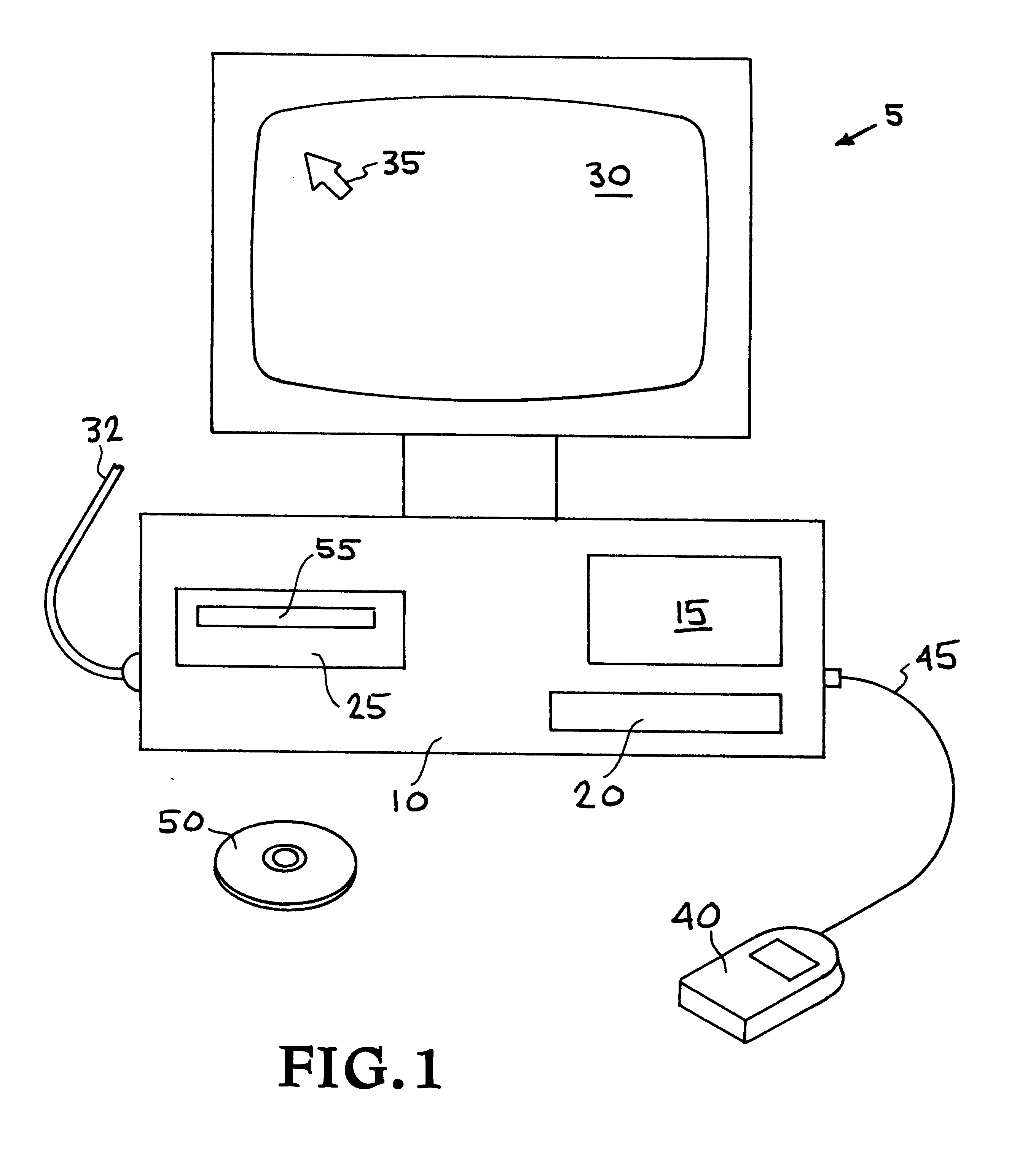 Computer system utilizing graphical user interface with hysteresis to inhibit accidental selection of a region due to unintended cursor motion and method