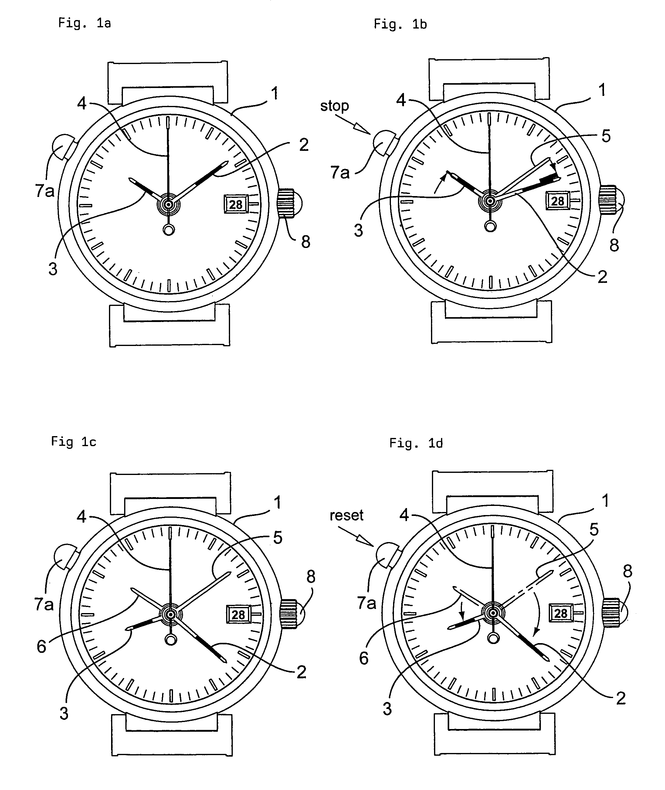 Watch with fly back hand function and corresponding fly back hand mechanism