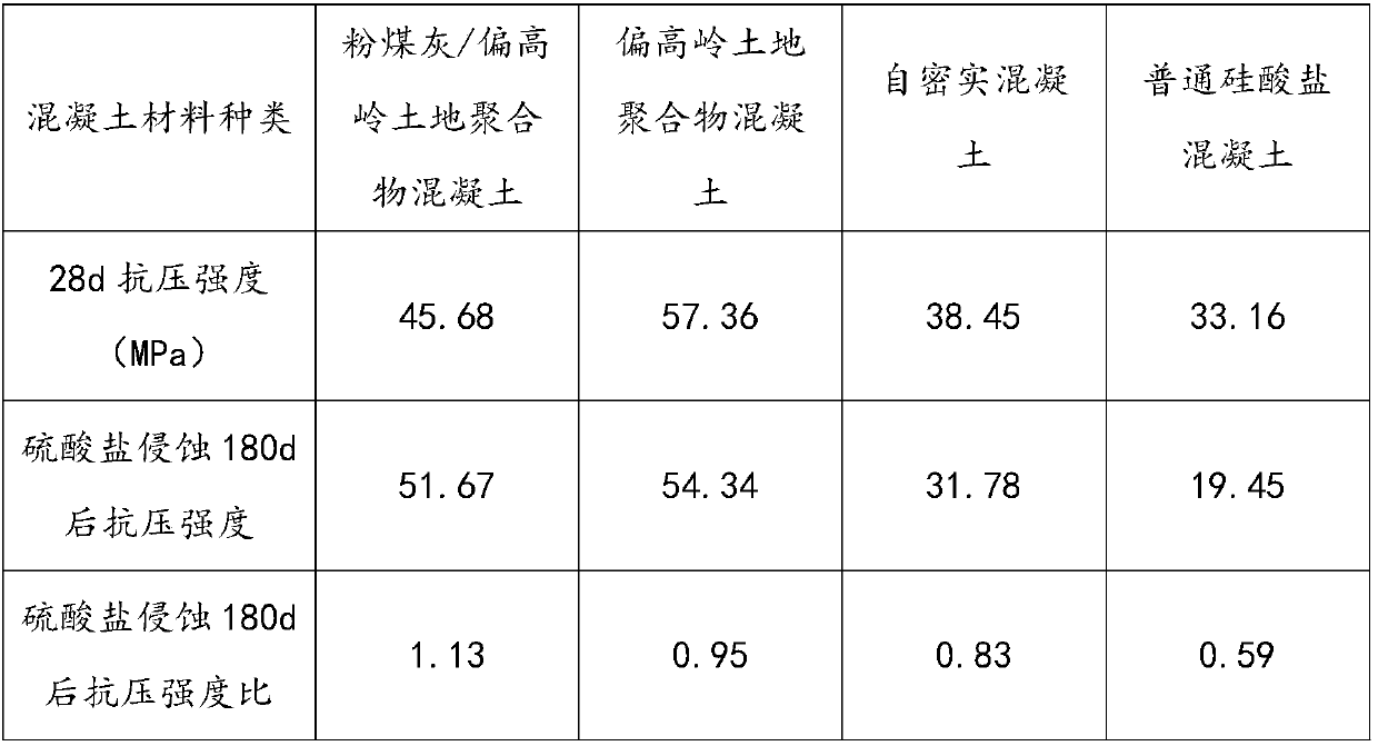 Anti-corrosion geopolymer concrete filling pile material as well as preparation method and construction process thereof