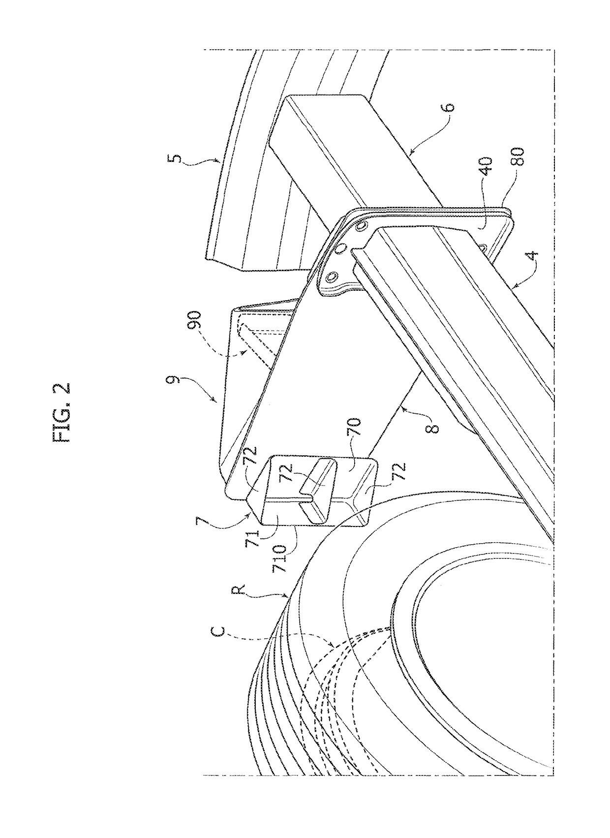 Safety device for orienting a motor-vehicle front wheel transversally to the longitudinal direction following a collision