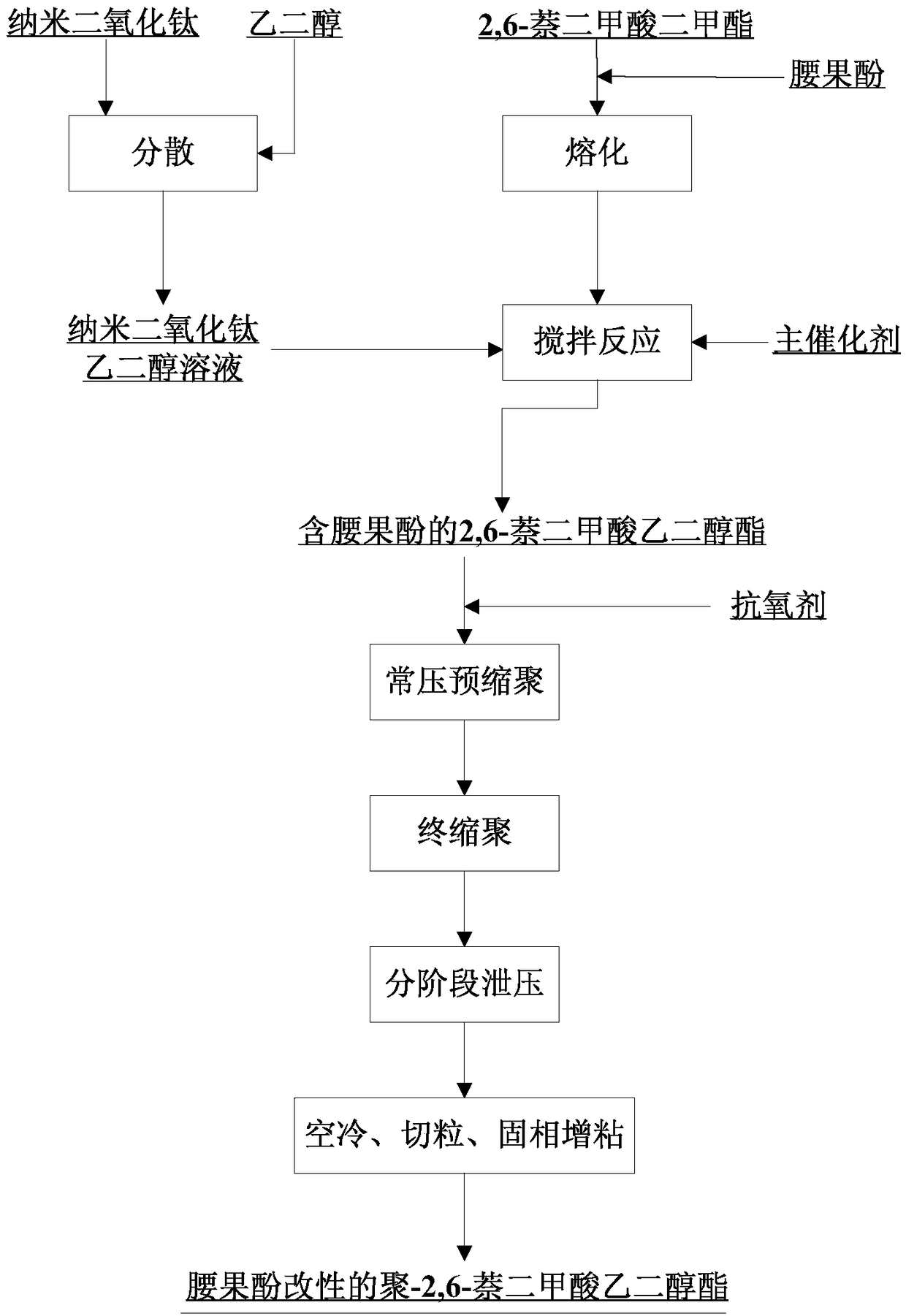 Cardanol-modified poly(ethylene 2,6-naphthalate) (PEN) and preparation method thereof