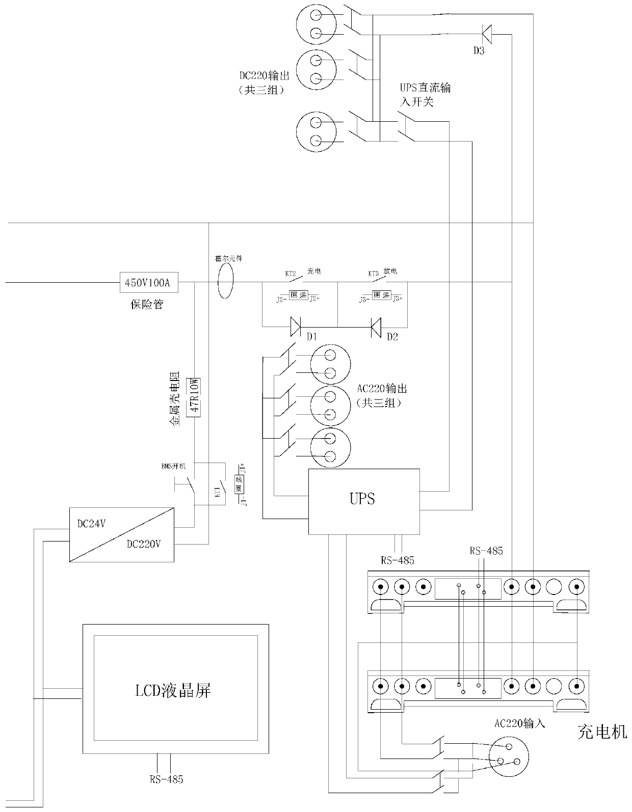 Lightweight integrated uninterrupted alternating and direct current power source and method