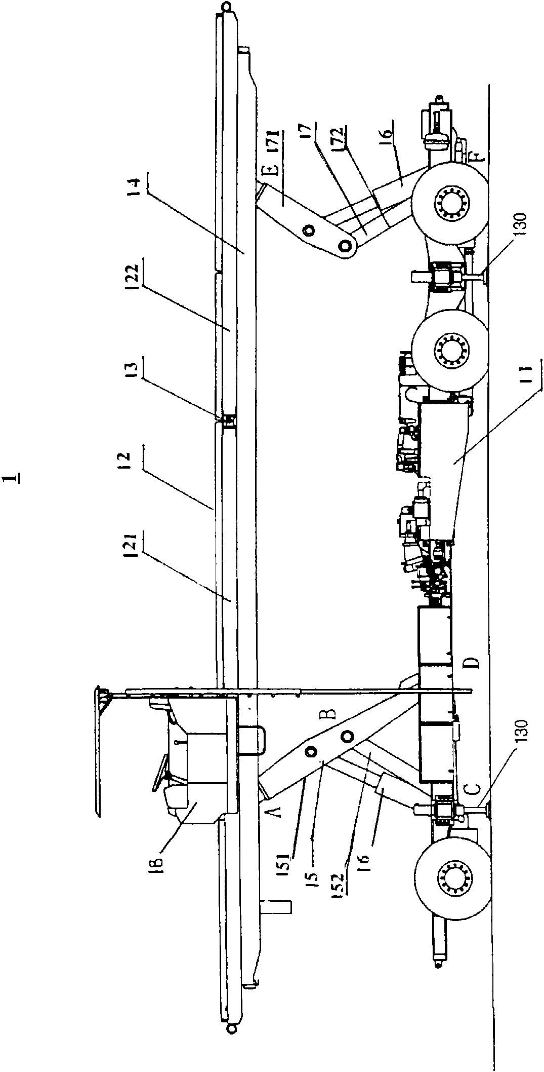 Hoisting device of military transportation platform vehicle