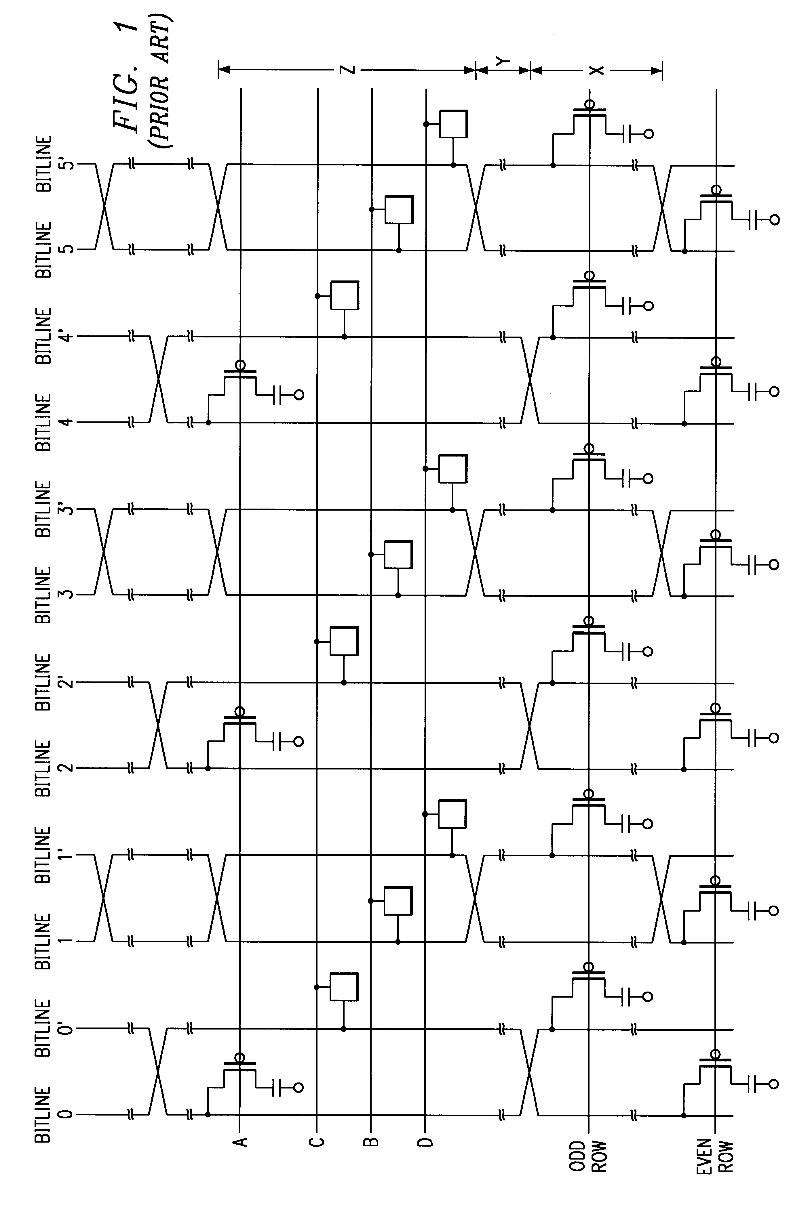 Redundant memory cell for dynamic random access memories having twisted bit line architectures