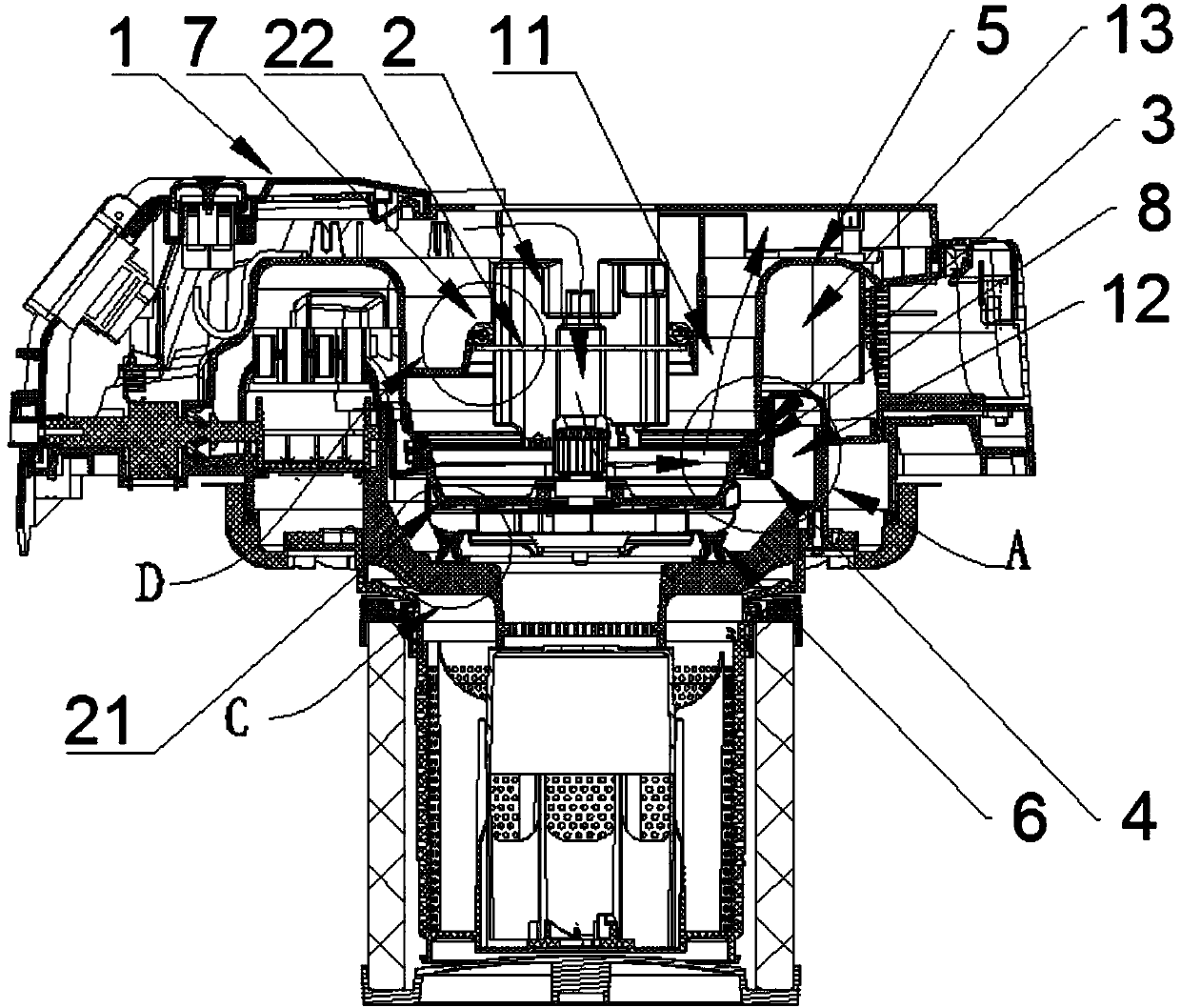 Packing mounting mechanism of motor in medium and small-scale electric appliance