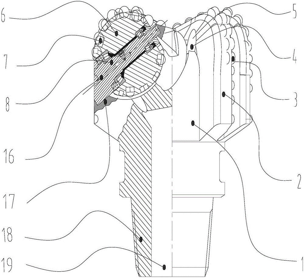 Double-bearing simply supported beam type rock breaking hob and mixed PDC drill bit thereof