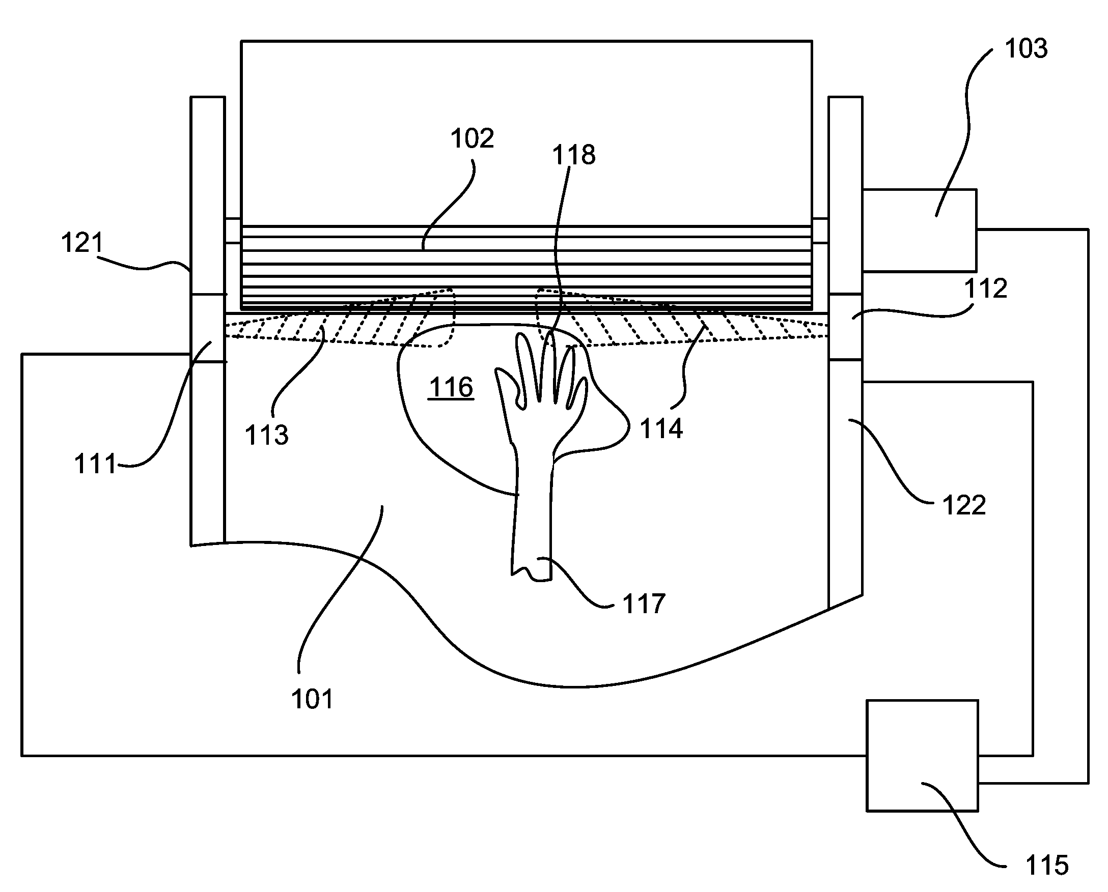 Operator safety device for a machine having sharp implements