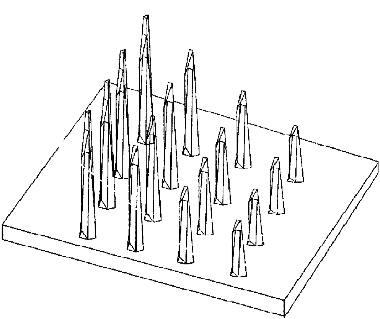 Method for obtaining high-density unequal height crystal microneedle array