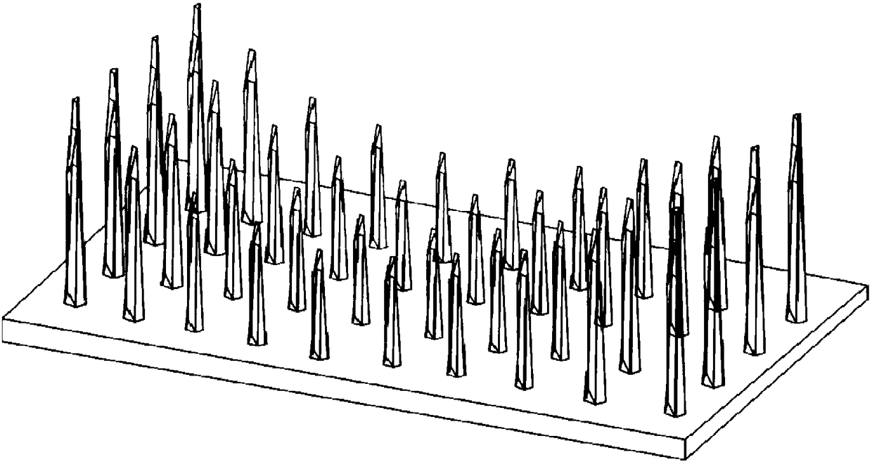 Method for obtaining high-density unequal height crystal microneedle array