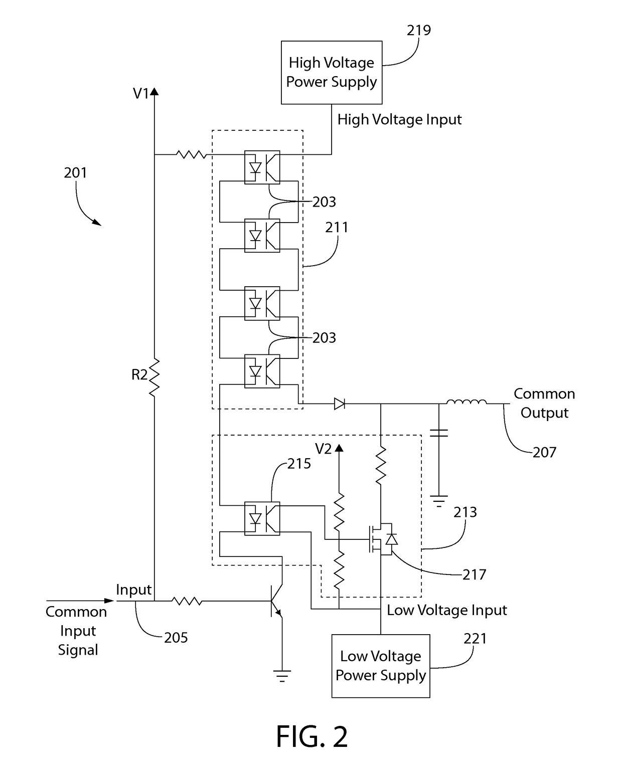 High speed high voltage switching circuit