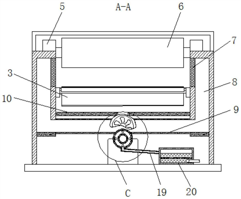 A wood grinding device with the function of dust suppression and dust removal by using the principle of negative pressure