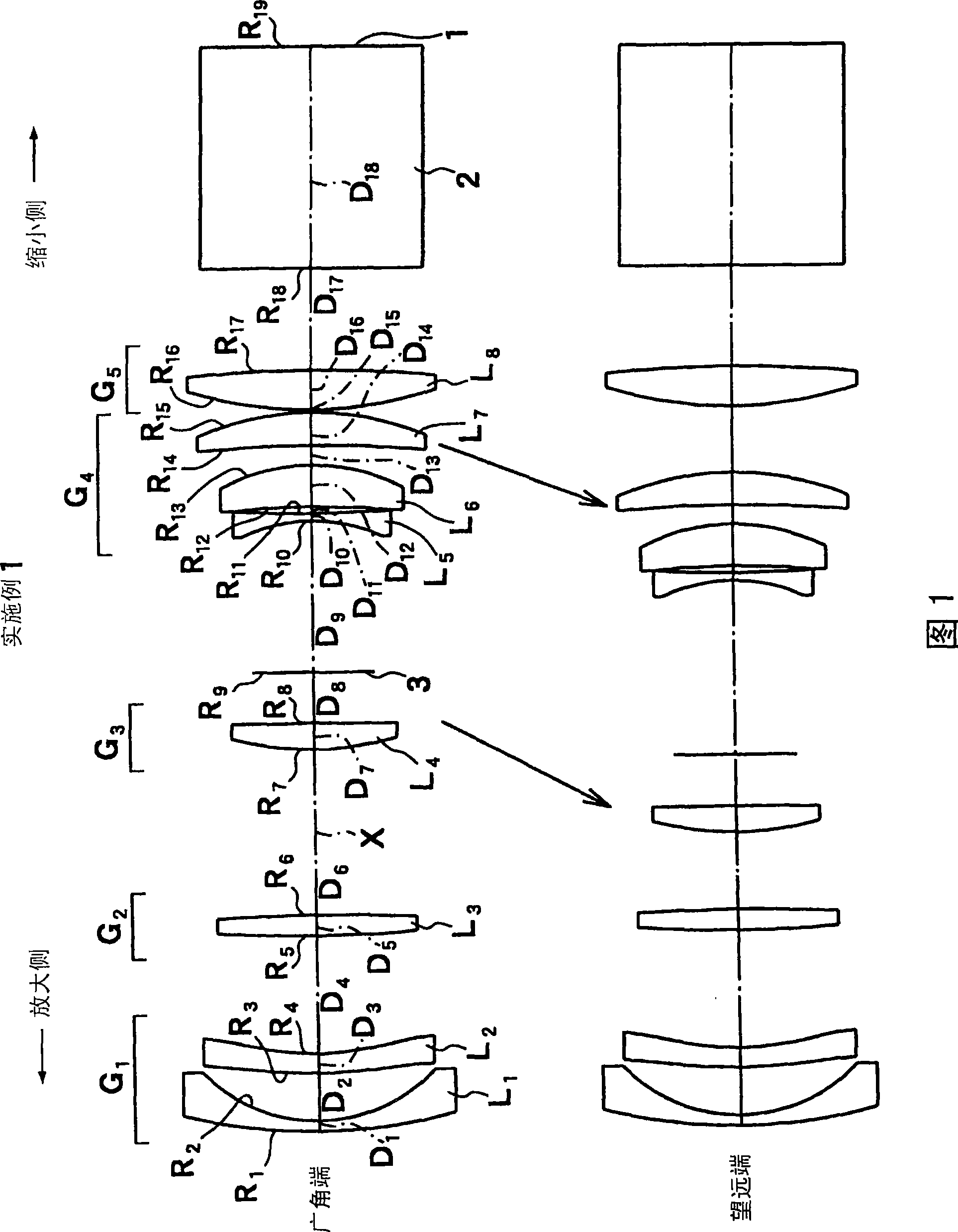 Projecting zoom lens and projection display device