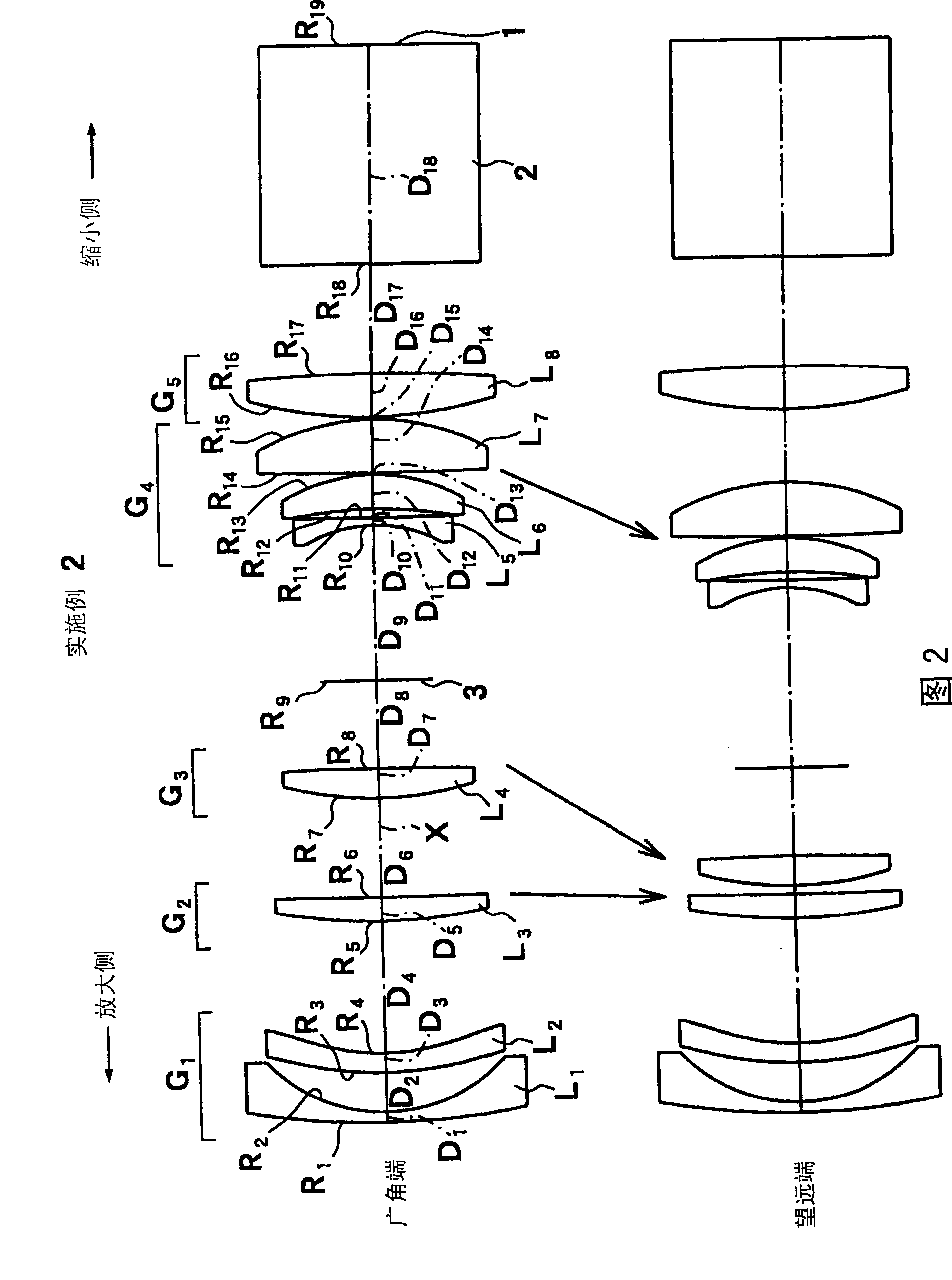 Projecting zoom lens and projection display device