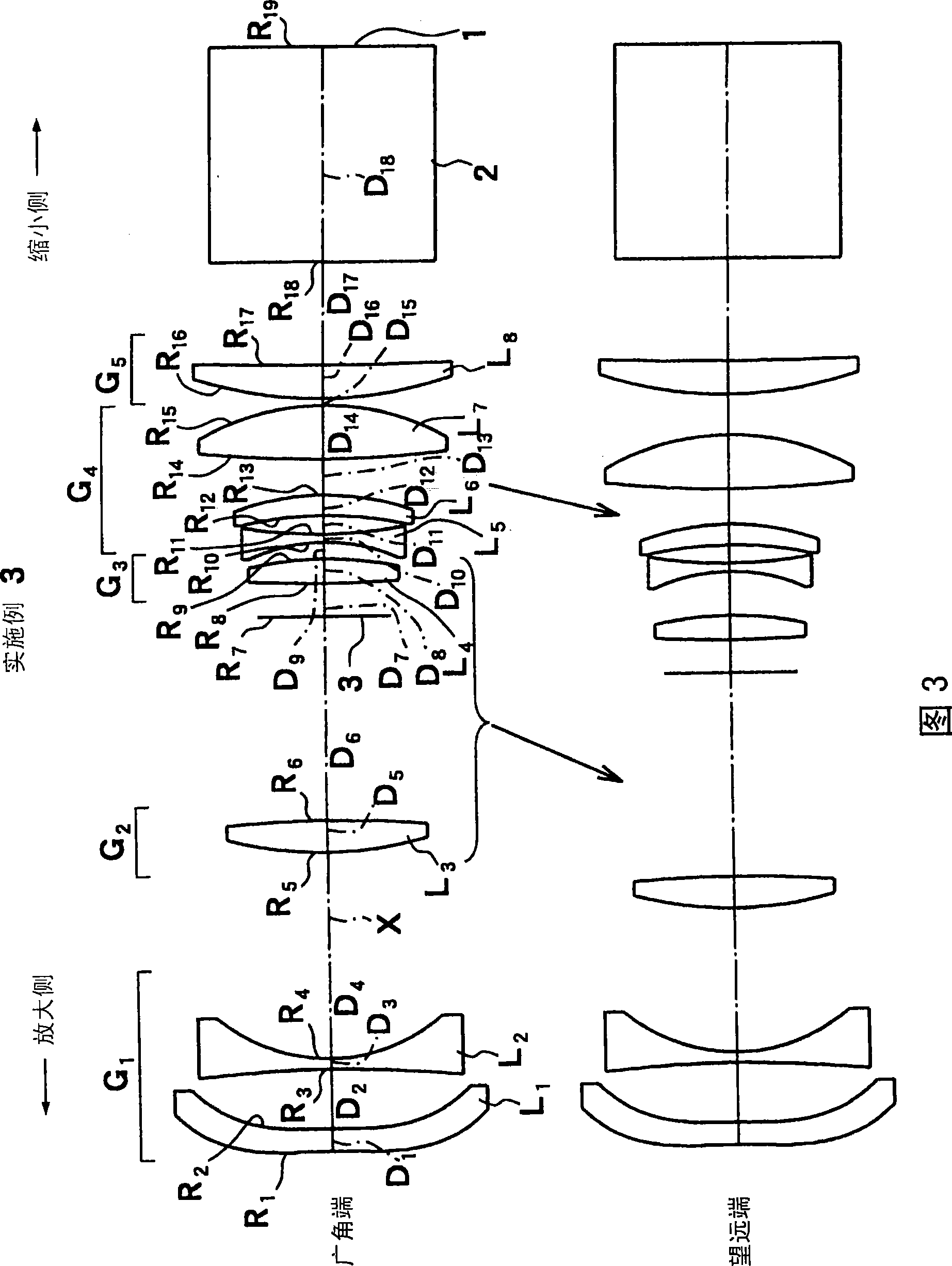 Projecting zoom lens and projection display device