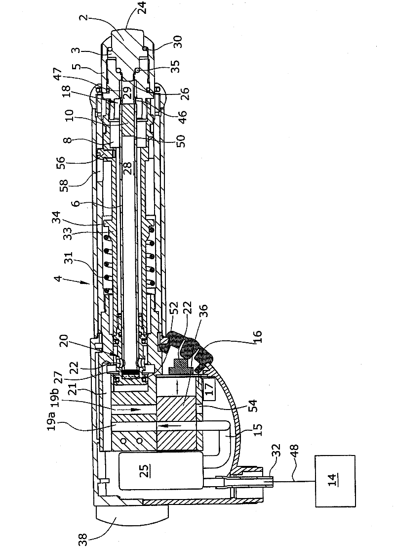 Instrument for treating biological tissue, method for generating shock wave-like pressure waves in such an instrument