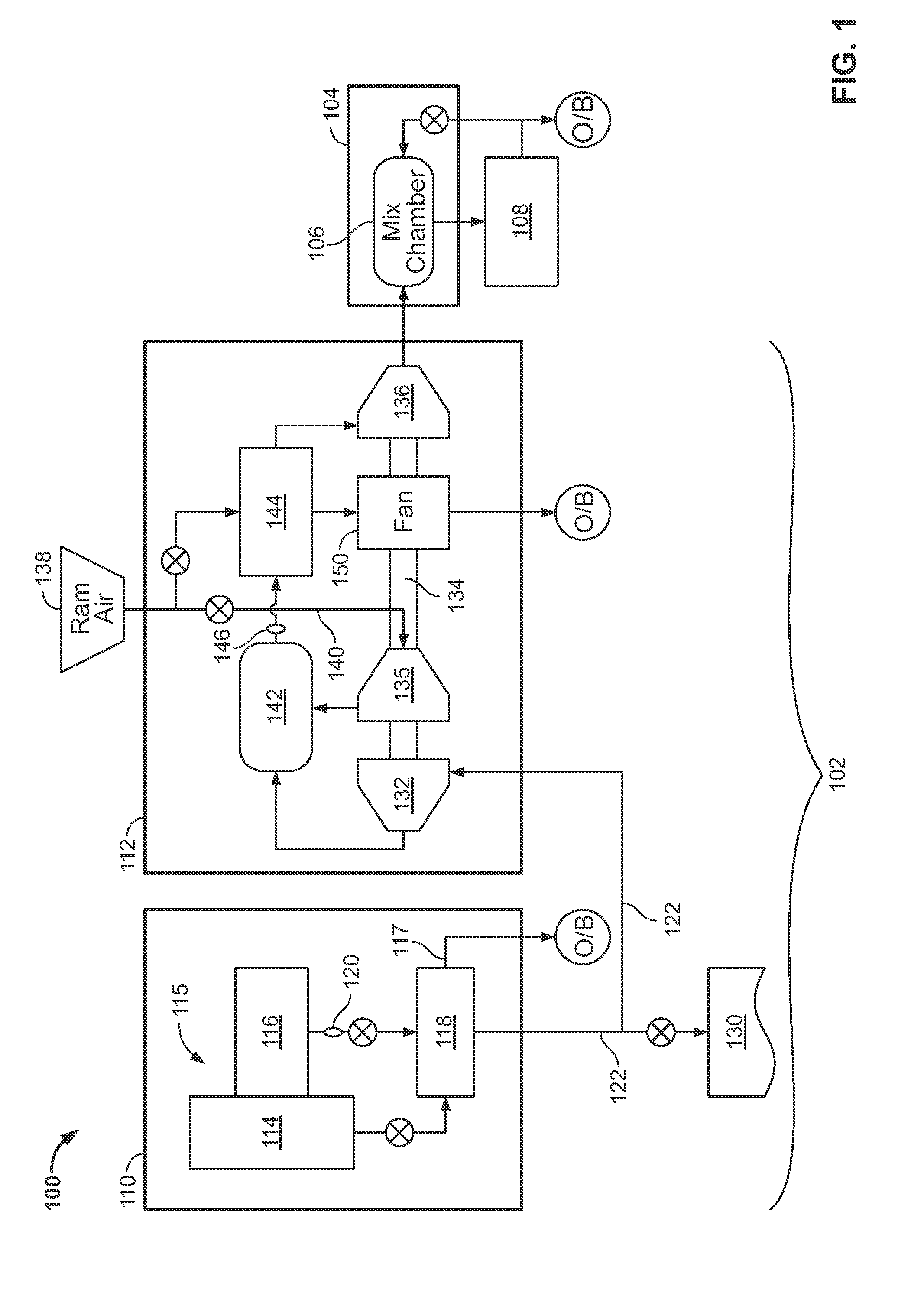 Blended flow air cycle system for environmental control