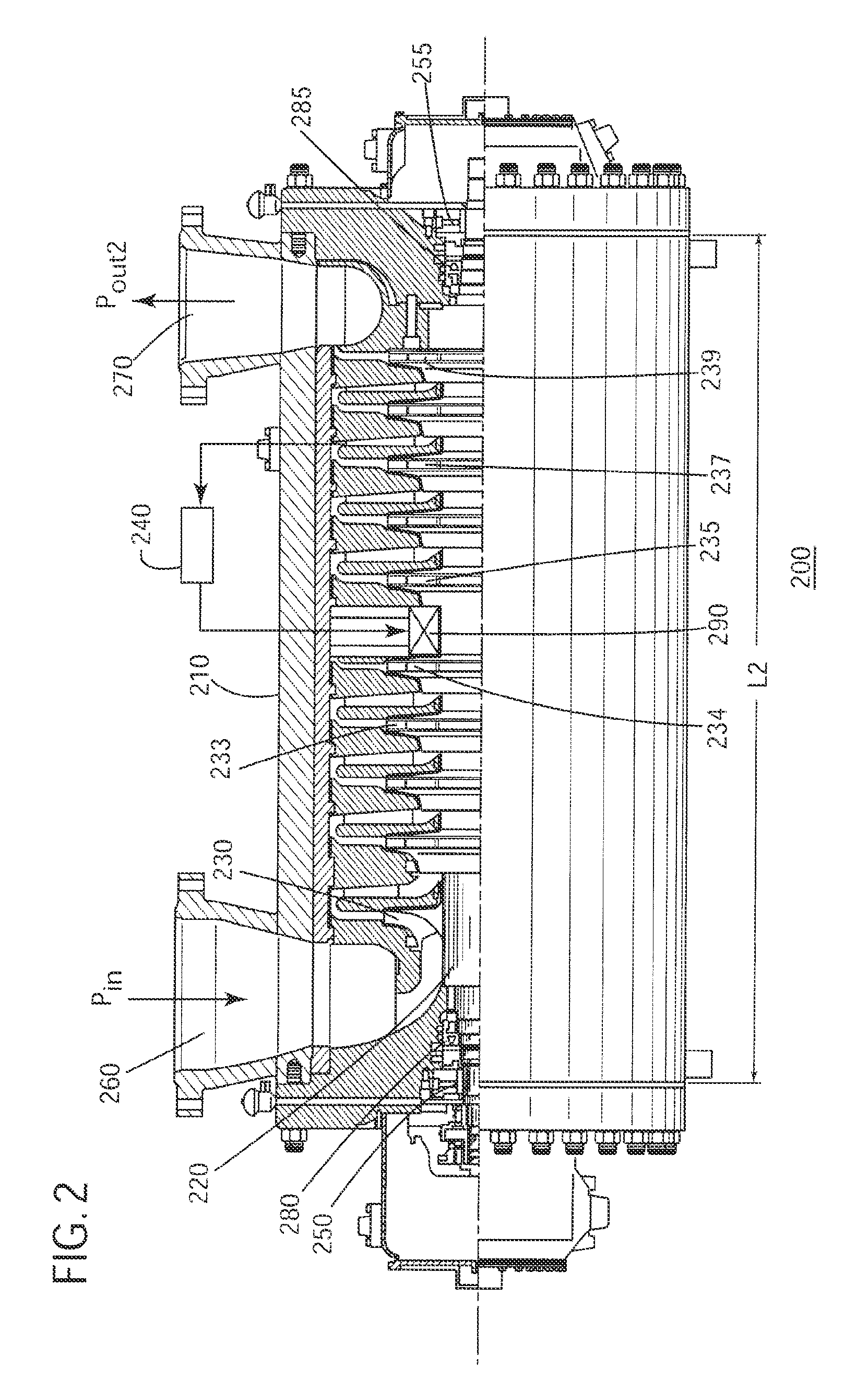 Mid-span gas bearing