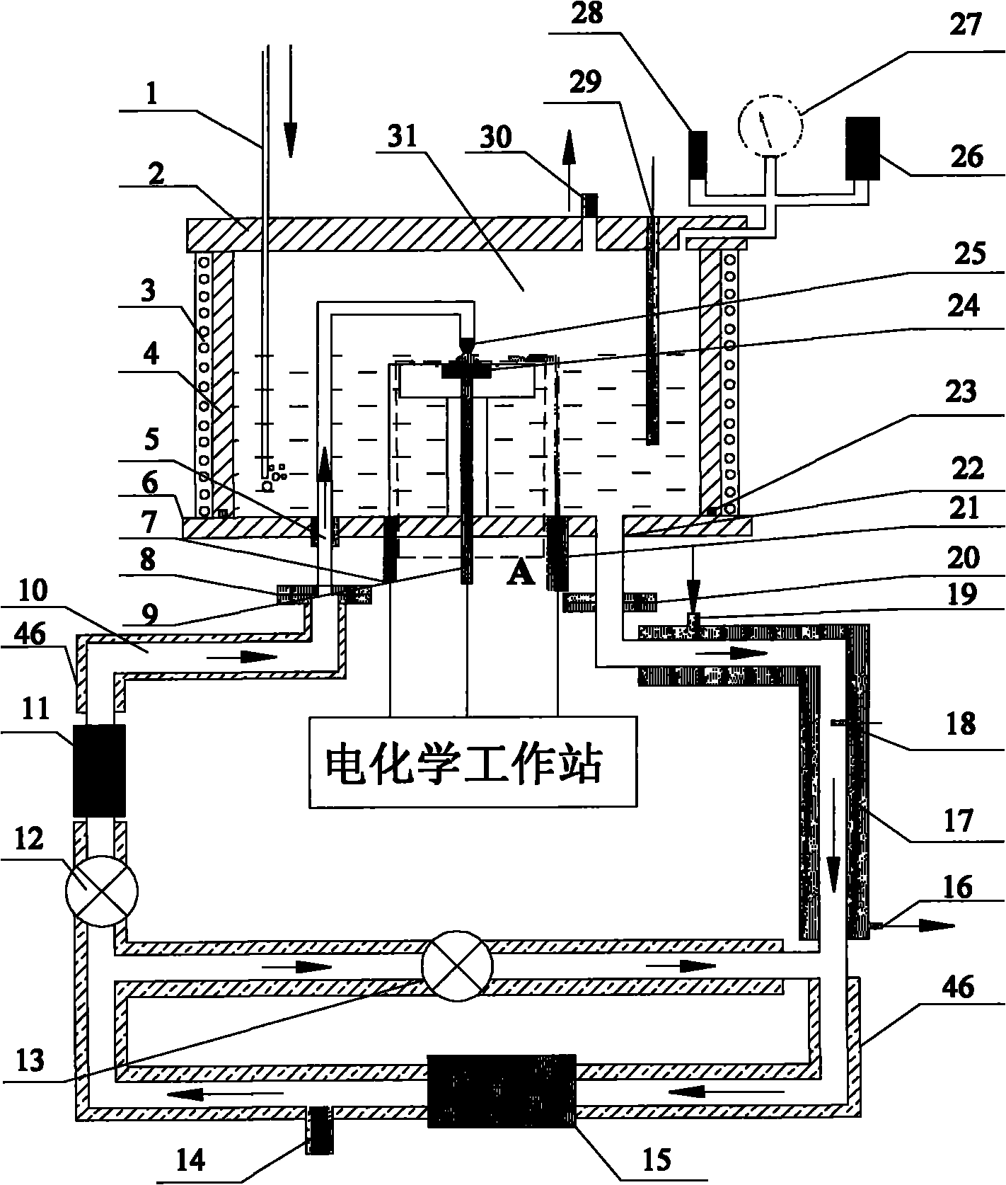 Experimental apparatus for high-temperature high-pressure loop spray corrosion simulation and electrochemical testing