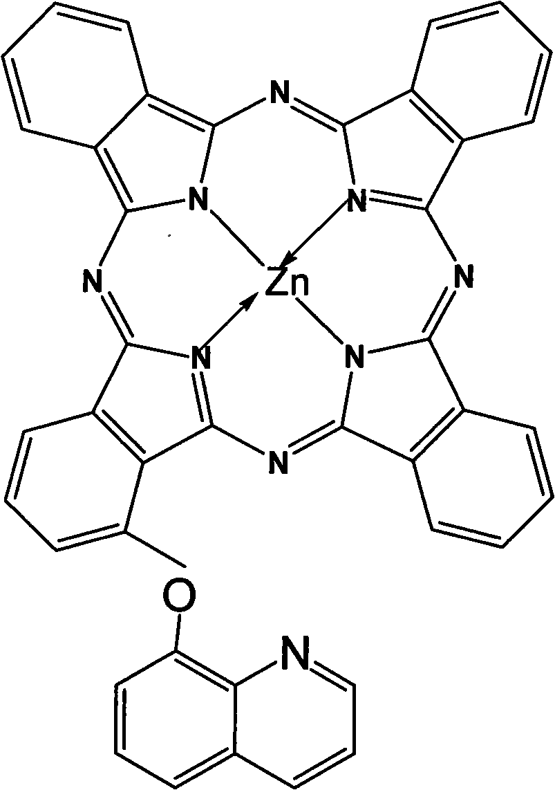 Alpha-(8-quinolineoxy)mono-substituted zinc phthalocyanine and preparation method thereof