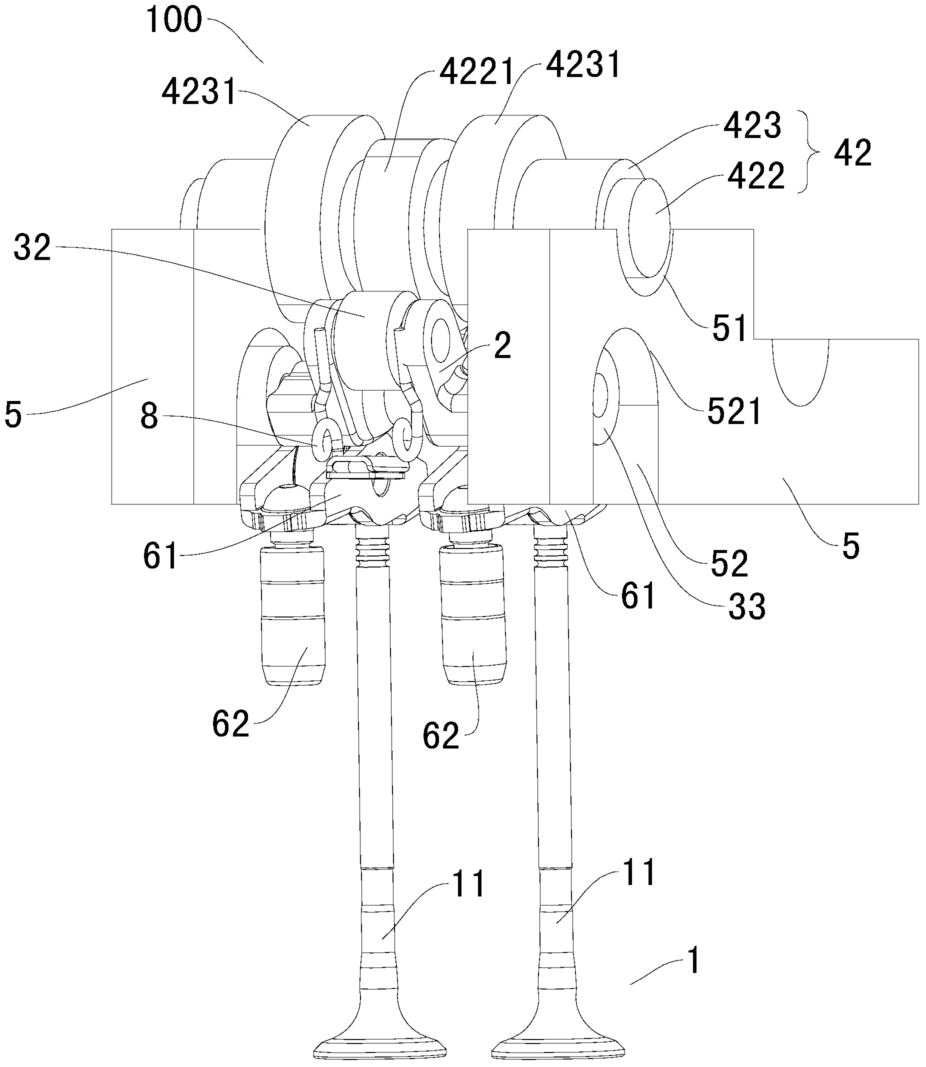 Gas distributing mechanism for engine and car with same