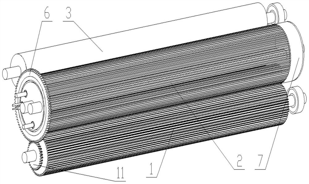 A double-sided corrugated paper forming roll set