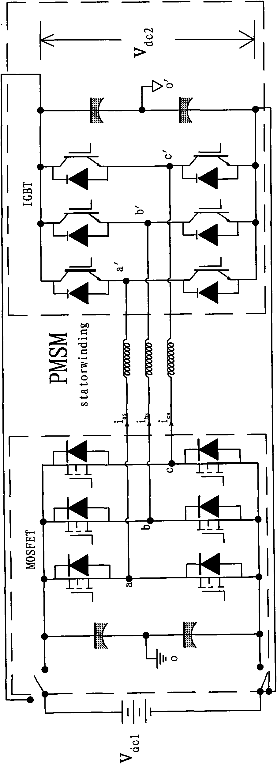 Alternating current permanent magnet synchronous machine control system for electric vehicle