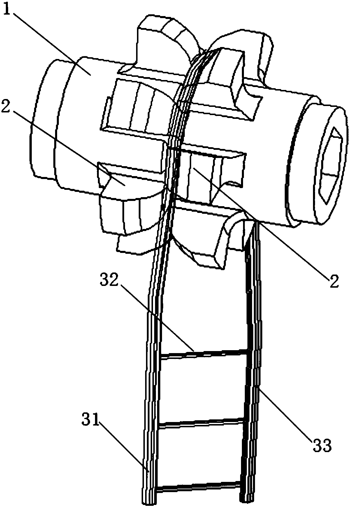 Ladder tape fixing device and curtain