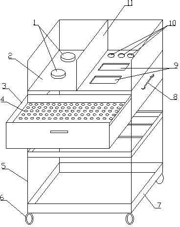 Medicine-distributing and infusion integrated cart for internal medicine nursing