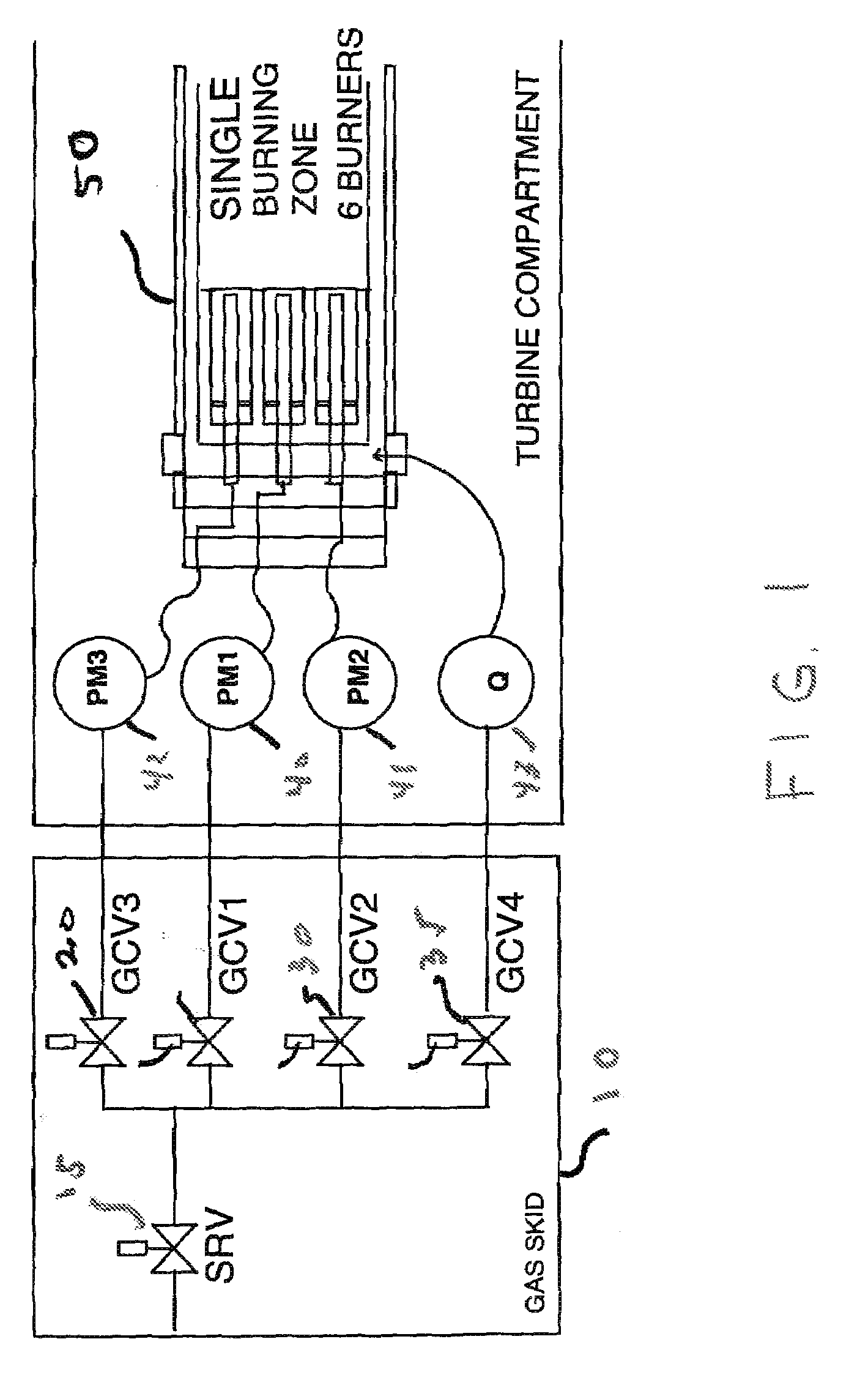 Operating a turbine at baseload on cold fuel with hot fuel combustion hardware