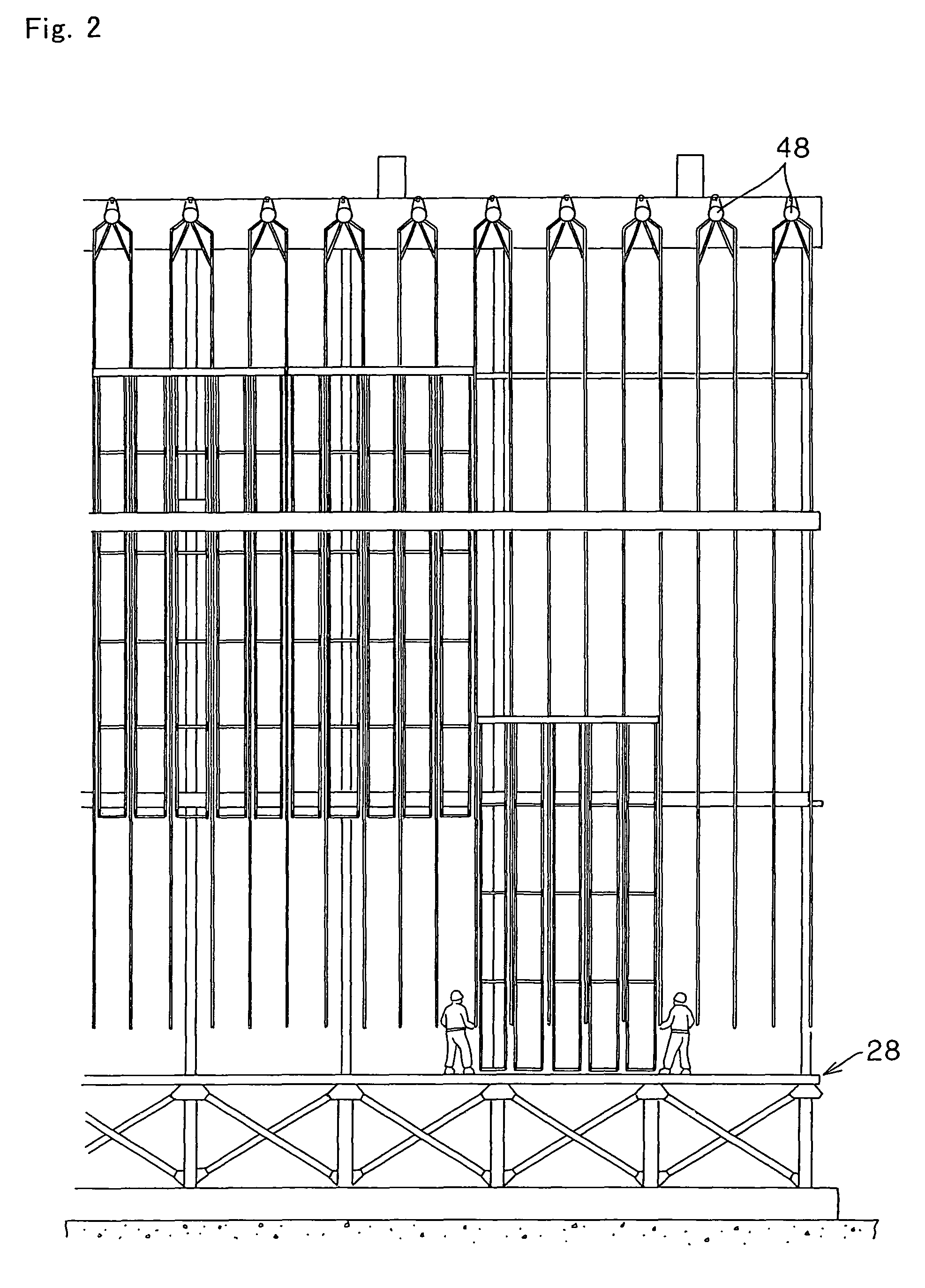 Inspection scaffold of large component for boiler and building method thereof