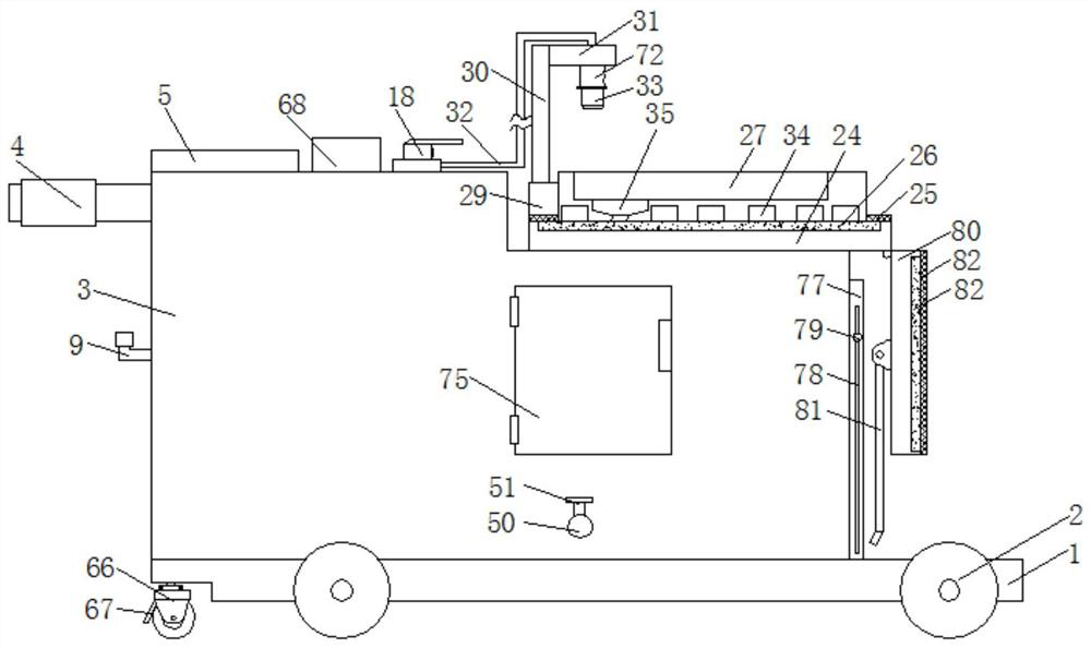 A working method of a medical trolley for washing and nursing care of patients