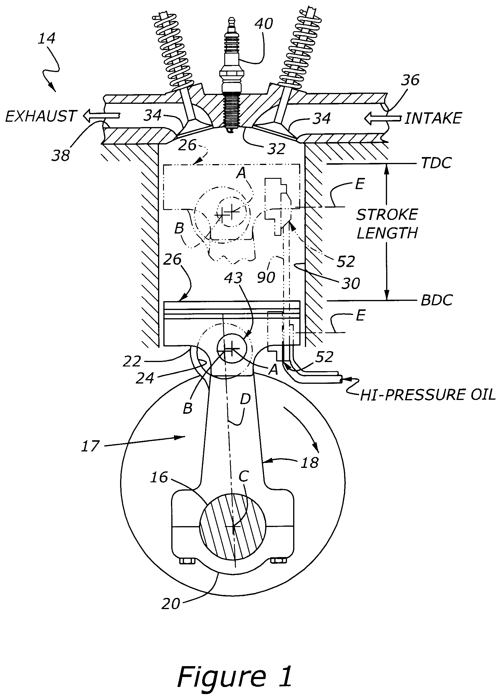 Variable compression ratio engine with dedicated bumper