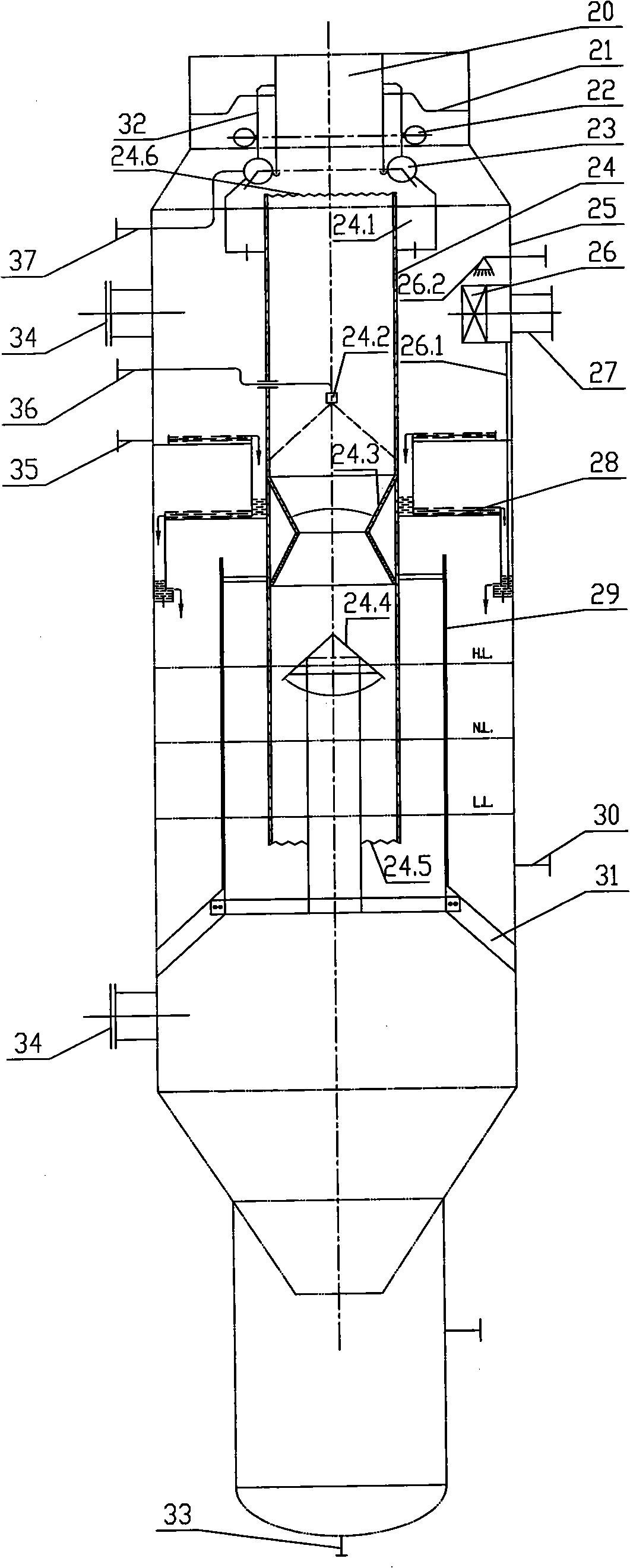 Gasification process of water/gas mixed full-chilled dry powder fuel and device