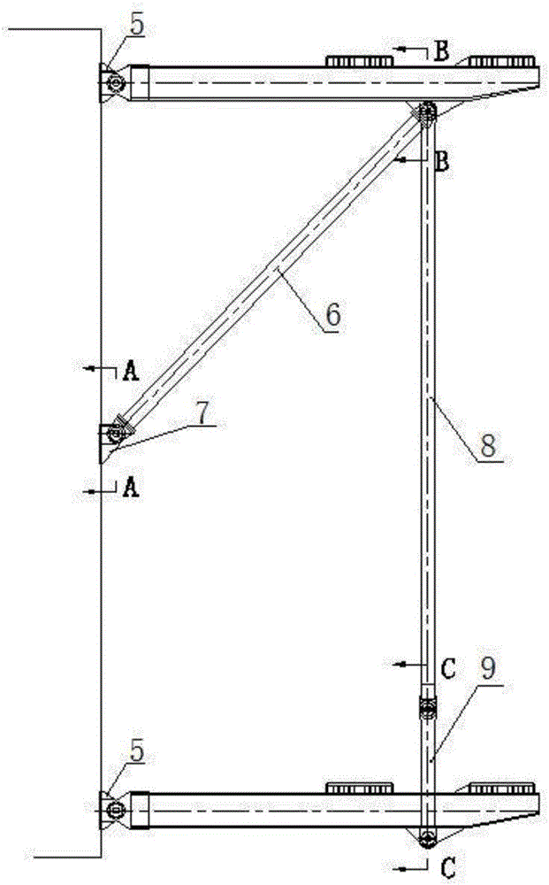 Asymmetric frame series overhung tower climbing machine support system