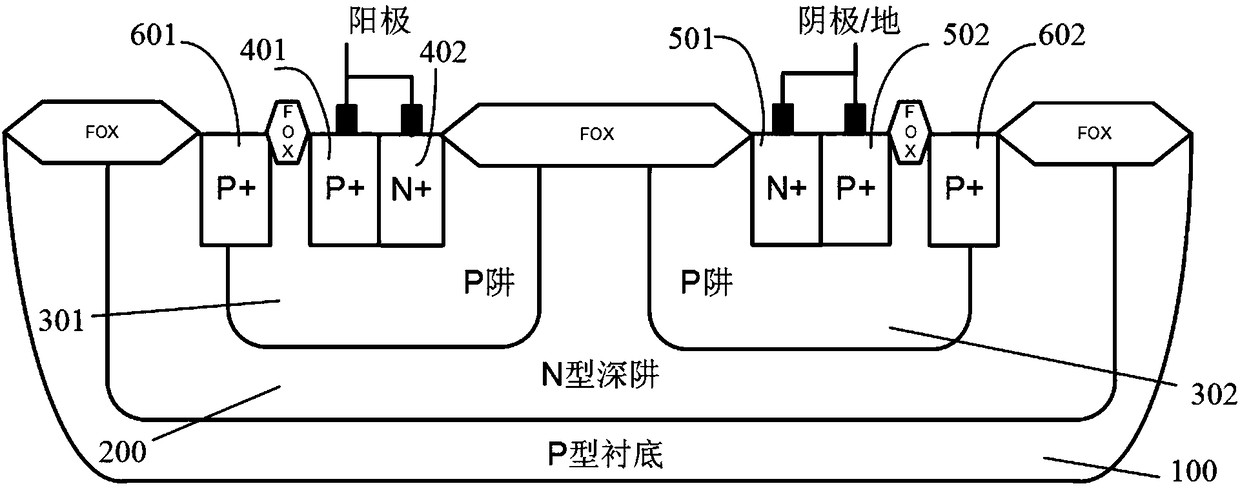 Low-trigger bidirectional silicon-controlled electrostatic protection device with high maintenance voltage