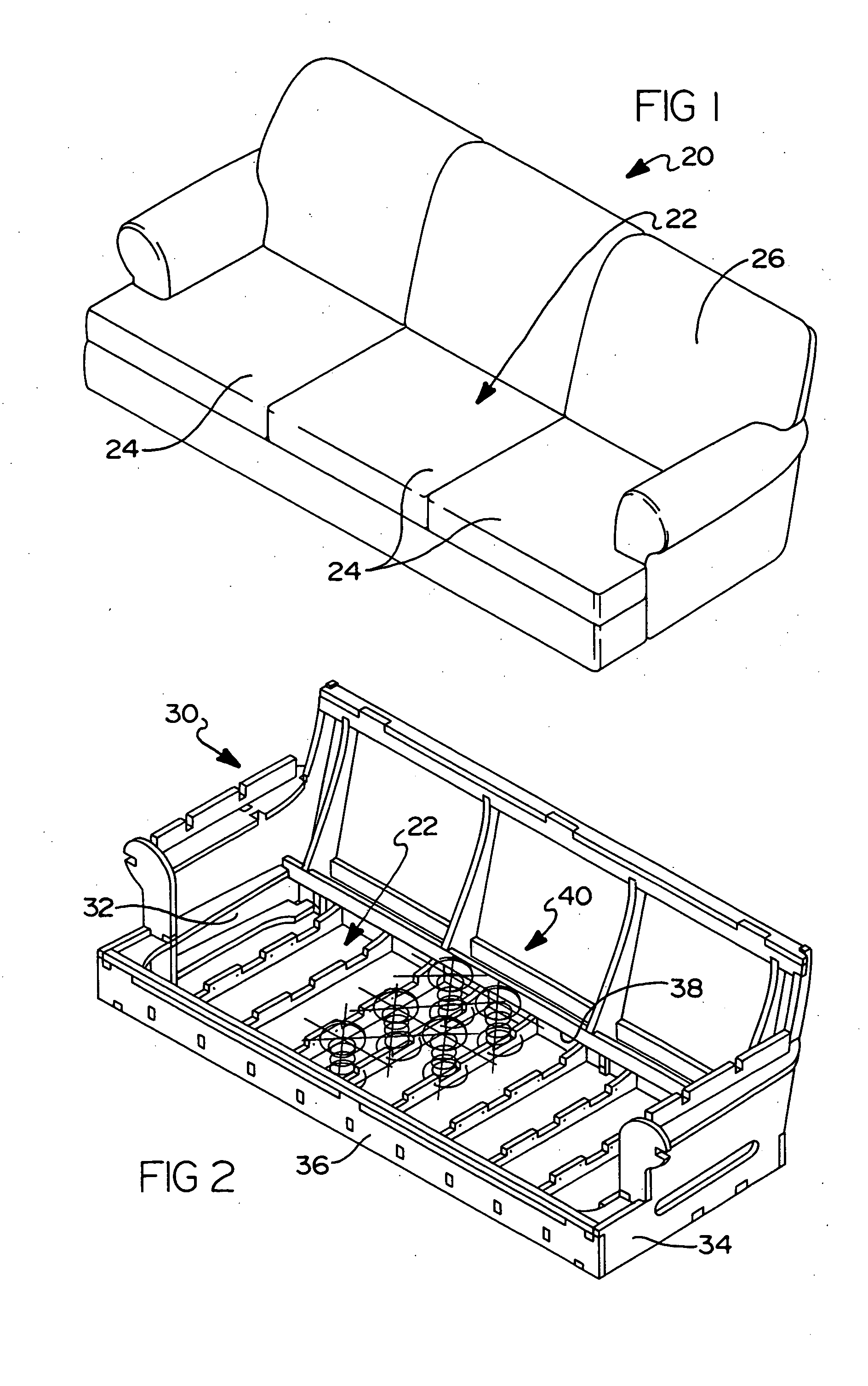 Spring support for seating area of furniture