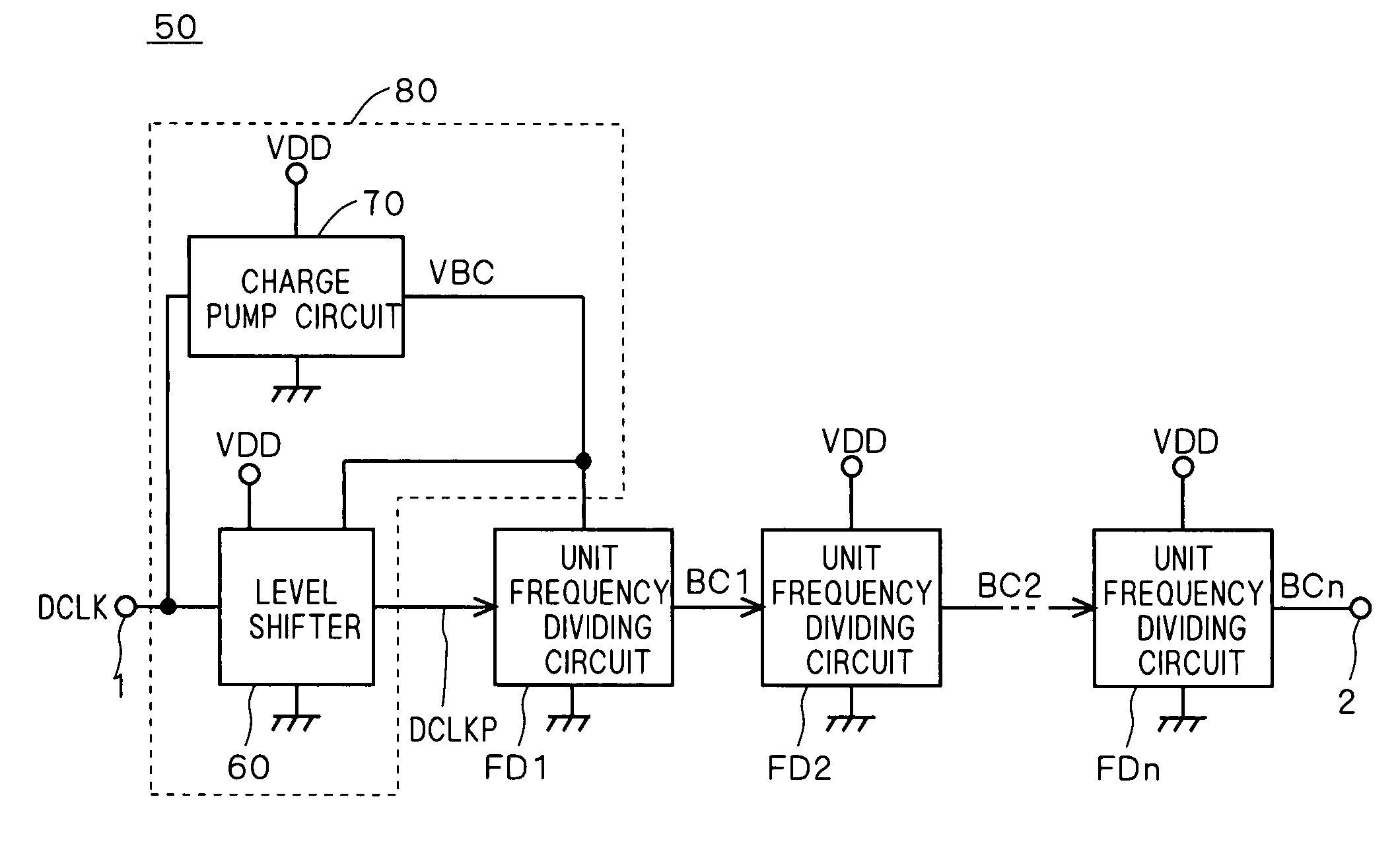 Frequency dividing circuit, power supply circuit and display device