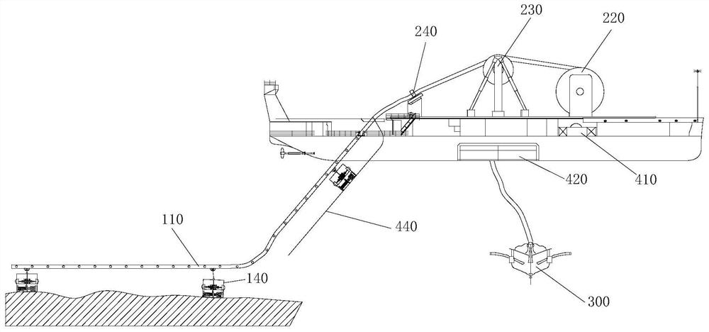 Oil spill treatment rescue ship based on bubble curtain technology