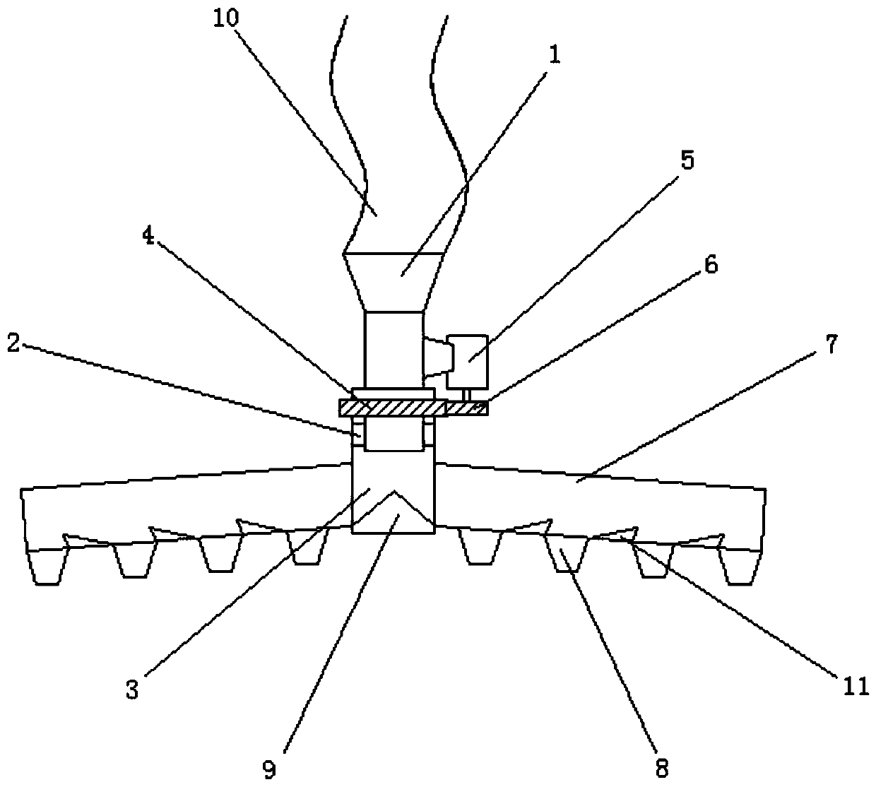 Grain rotary discharging type drying device