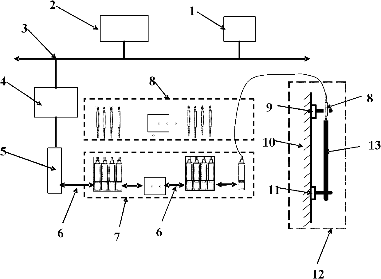 Method and device for multi-point on-line detection of digital hydraulic machine column stress