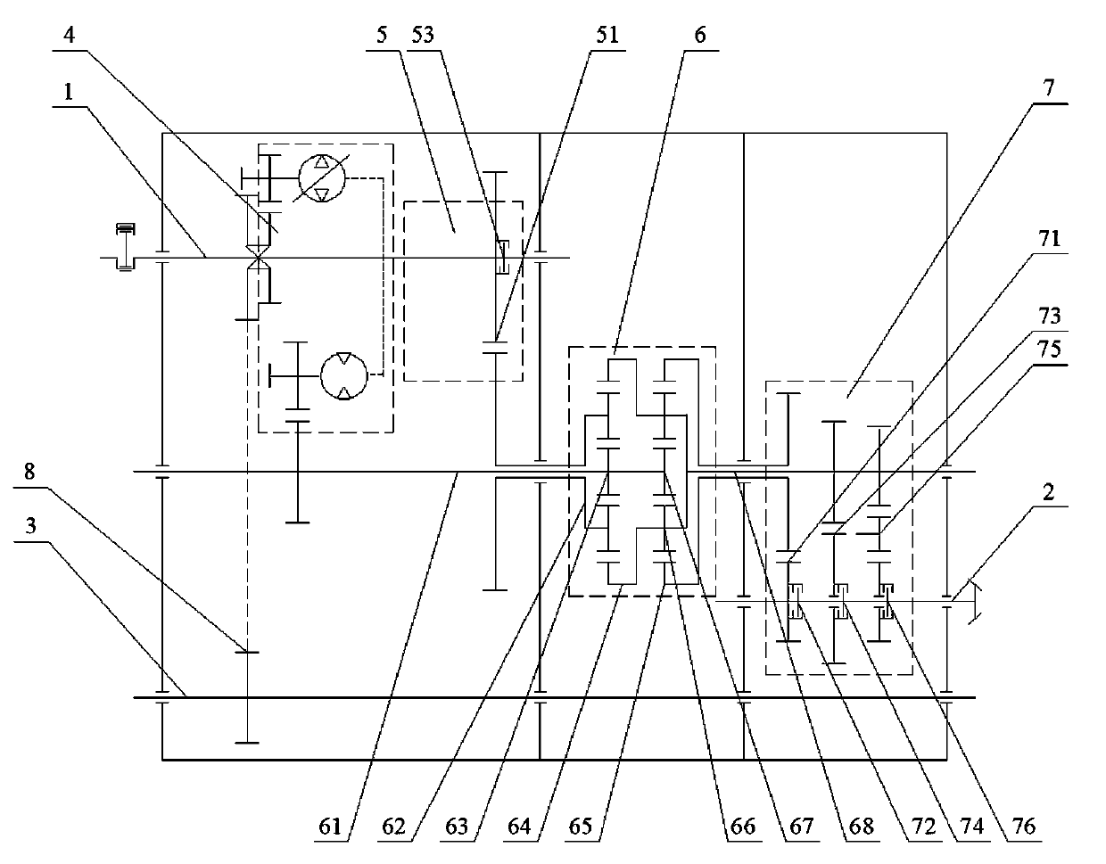 Convergence type hydraulic and mechanical continuously variable transmission provided with double planet rows