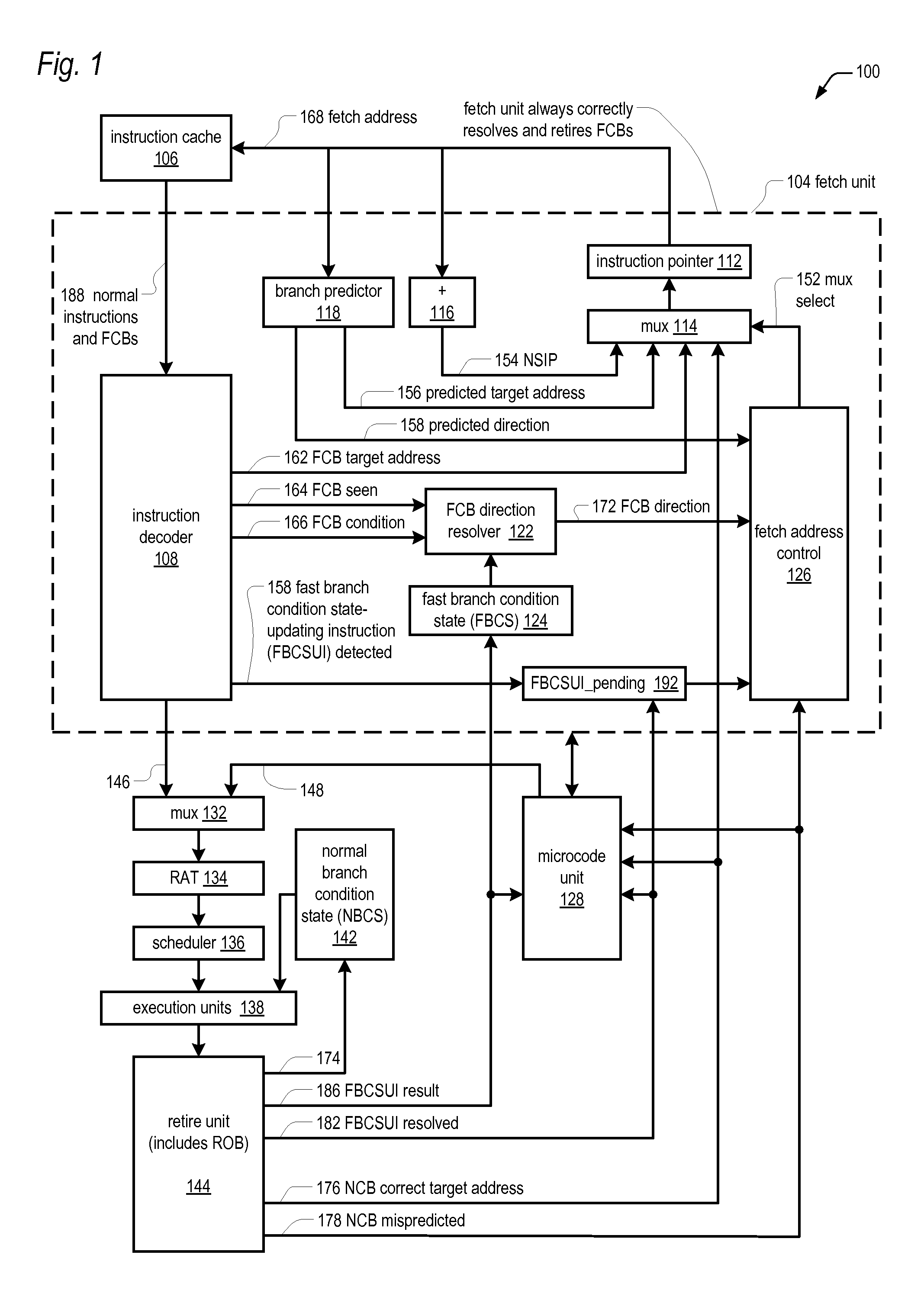 Pipelined microprocessor with fast non-selective correct conditional branch instruction resolution