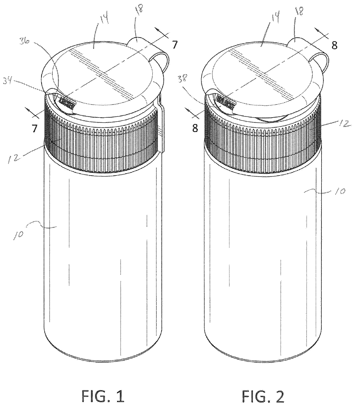 Travel bottle having a twisting locking ring body