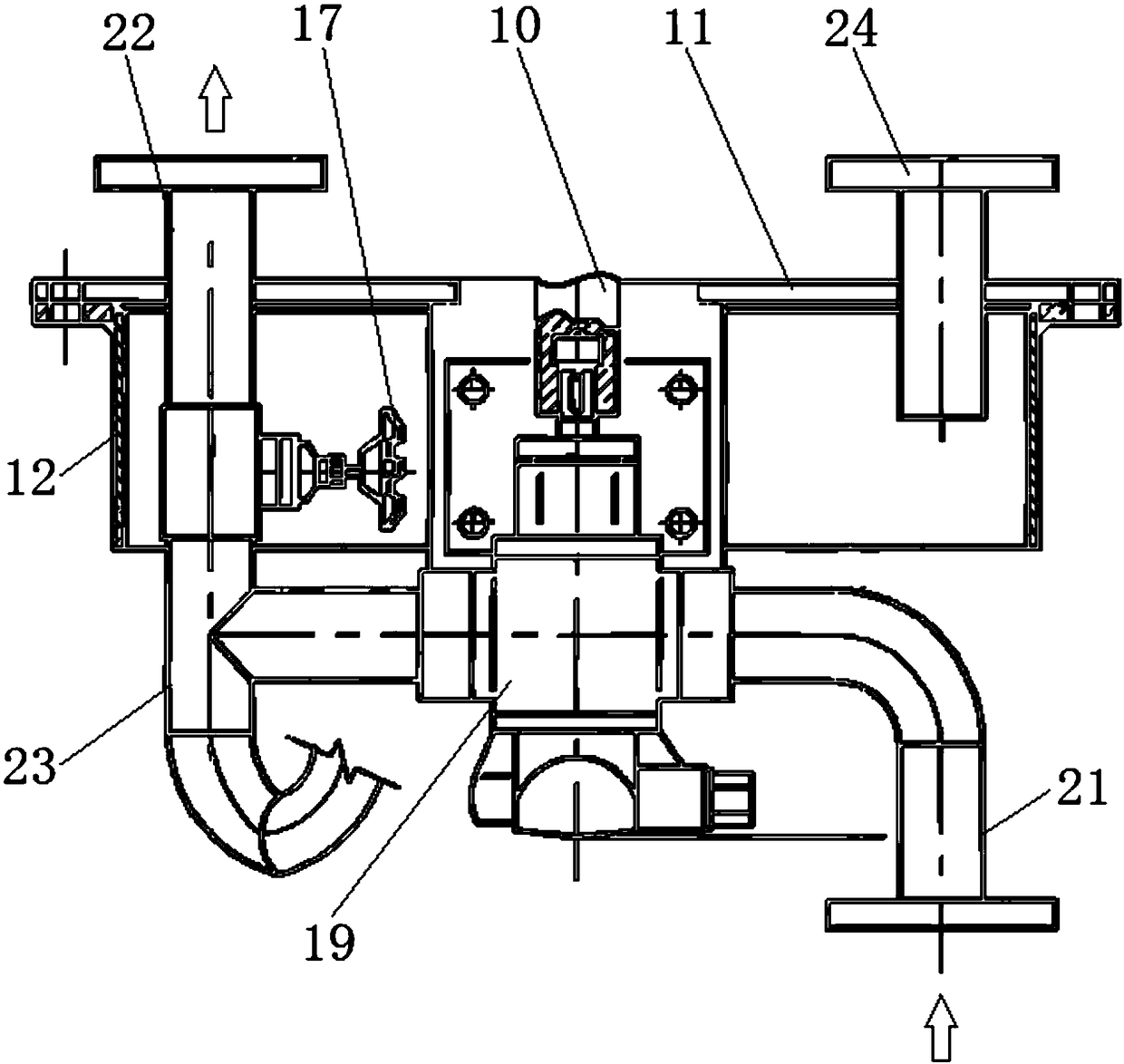 Overhead type pump valve system in self-heating tank