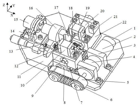 Stretching, compression and bending combined load mode material mechanics performance test device under microscope