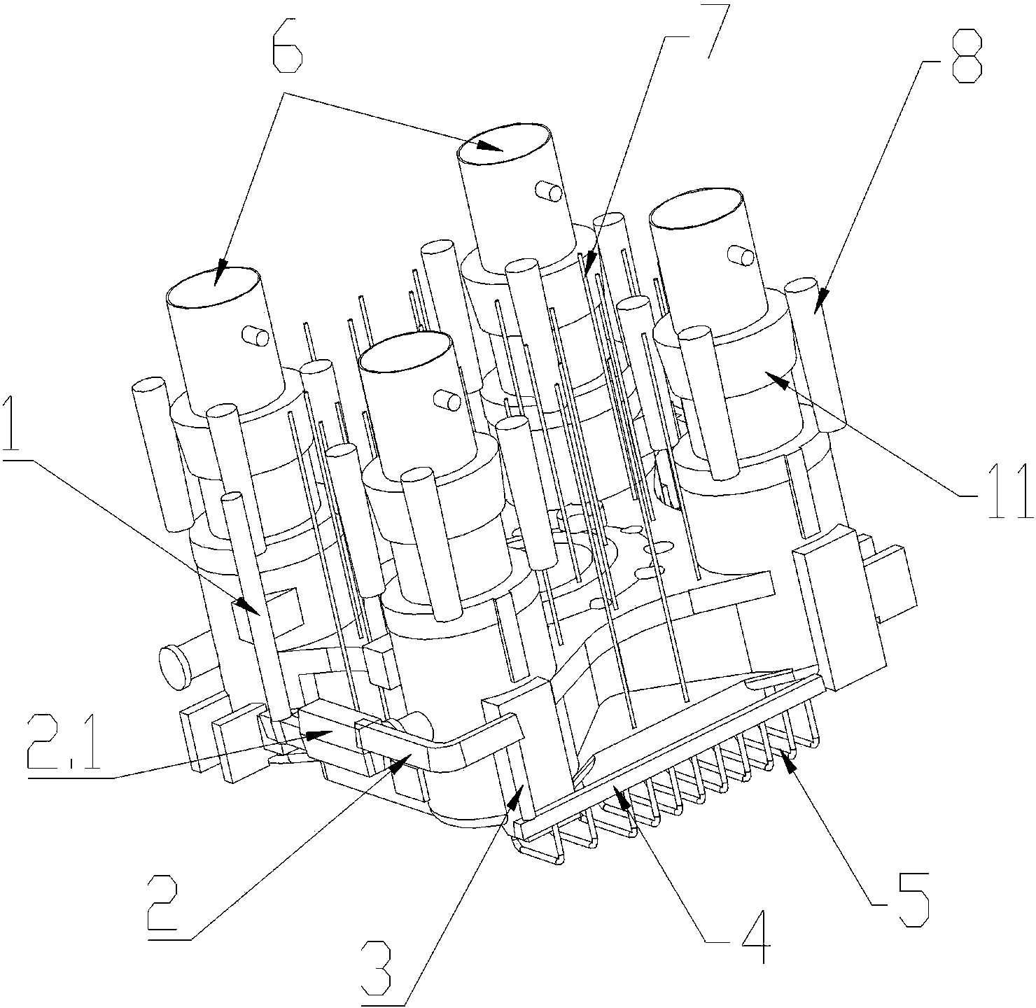 Casting method of large-scale high pressure resisting multi-cylinder-block cast