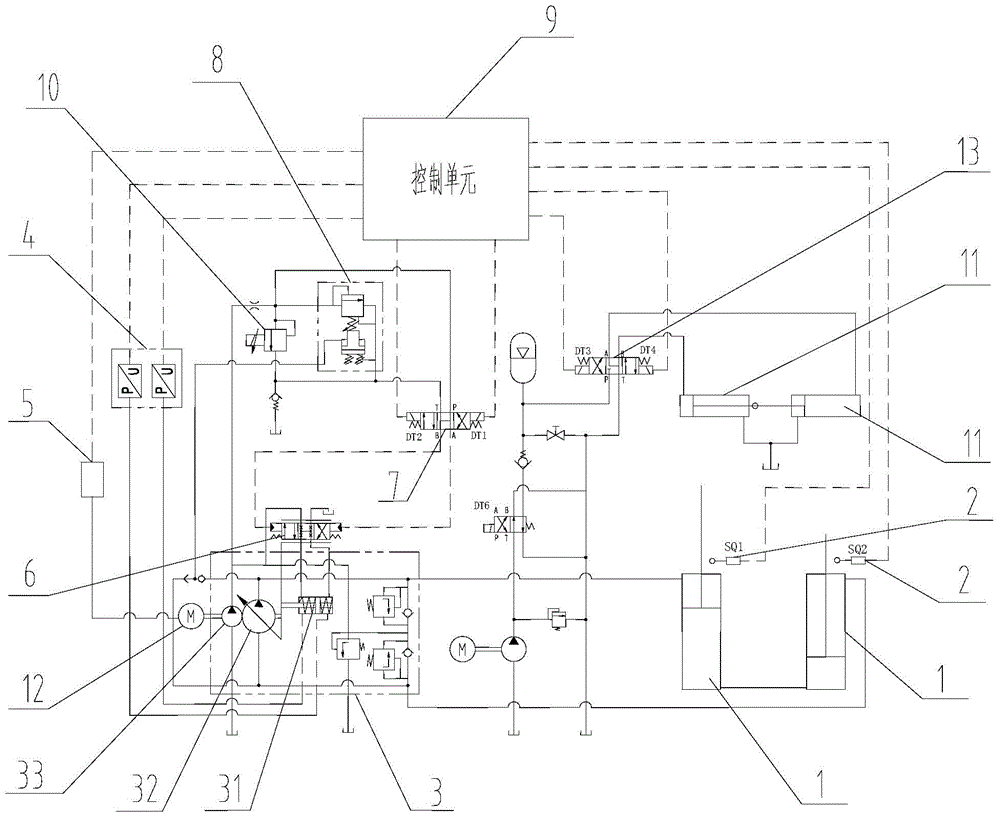 Oil cylinder control system, control method and pumping machinery