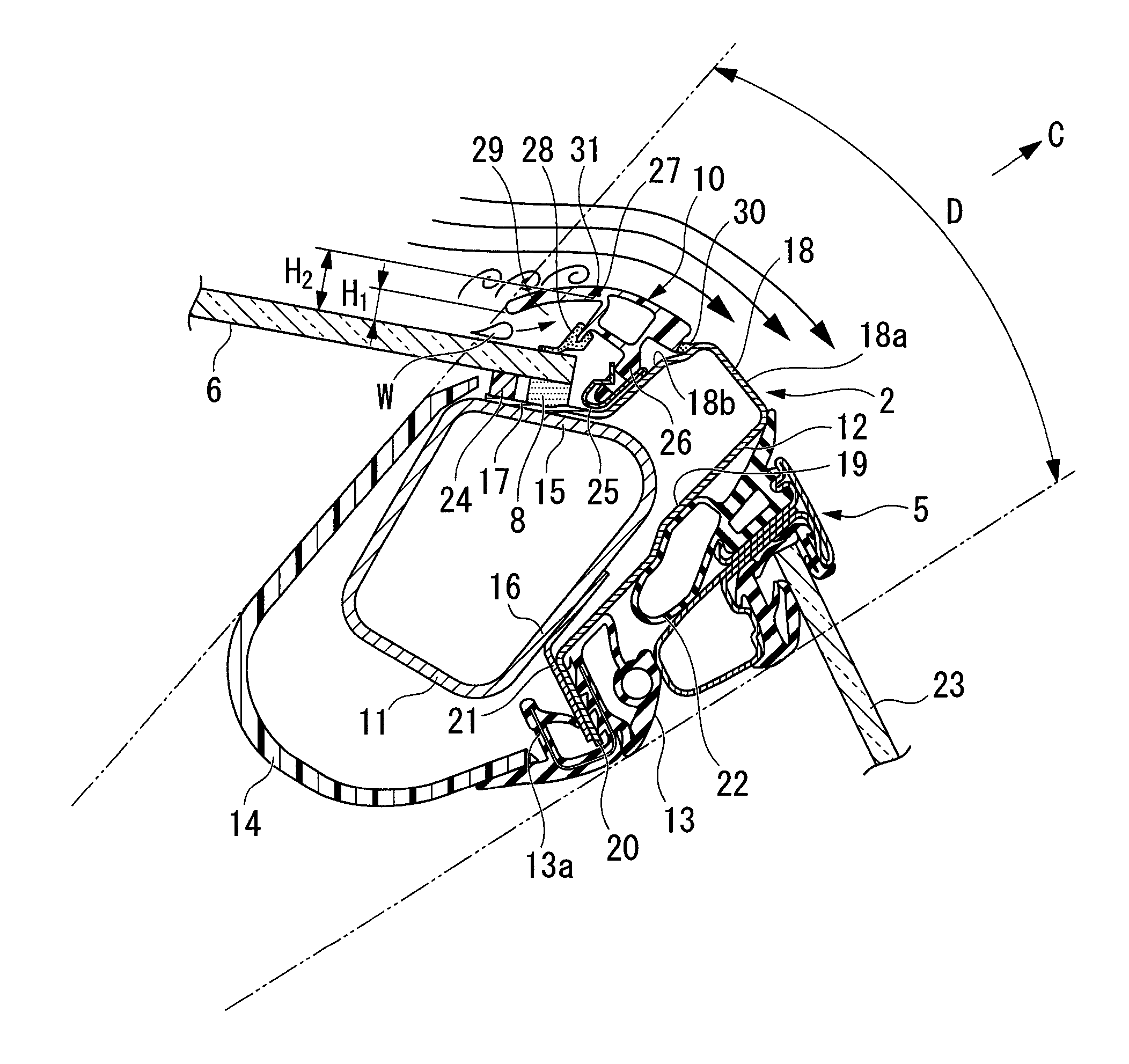 Drip molding for vehicle, having furnishing lip part bending toward windowpane