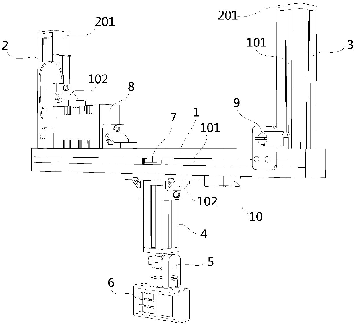 Installation positioning adjustment device for sun shade in driver's cab of motor train unit and positioning method of installation positioning adjustment device